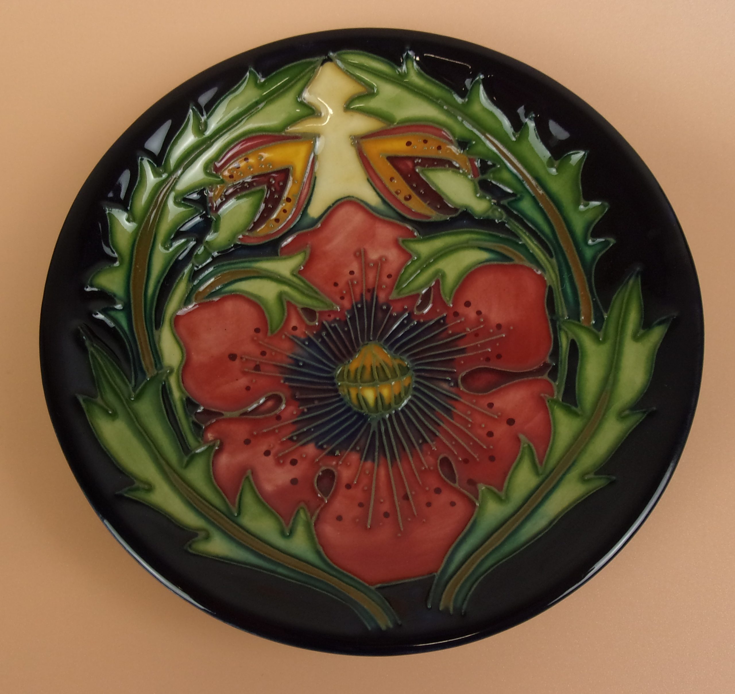 Moorcroft 2002 Poppy Pattern Pin Dish