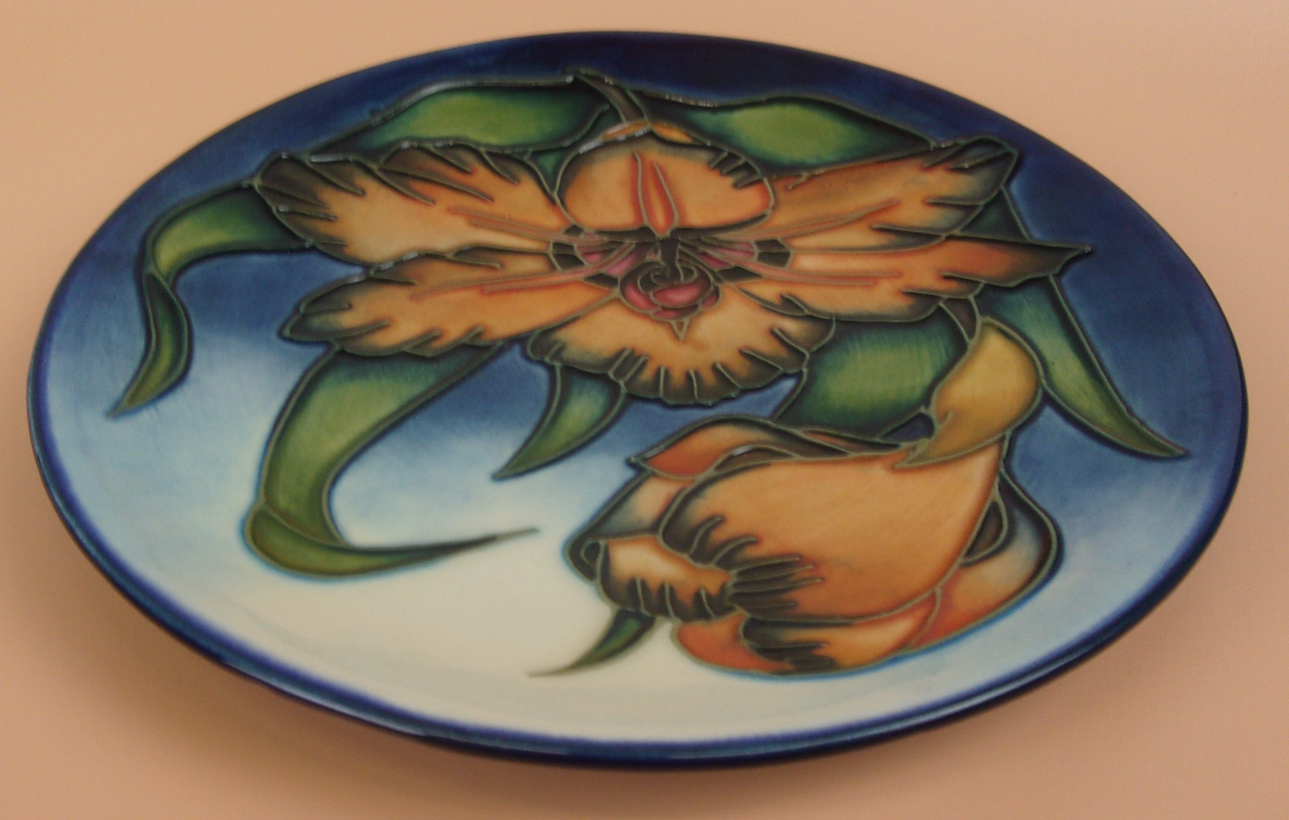 Moorcroft 1999 Orange Orchid Pattern Small Dish - Image 3