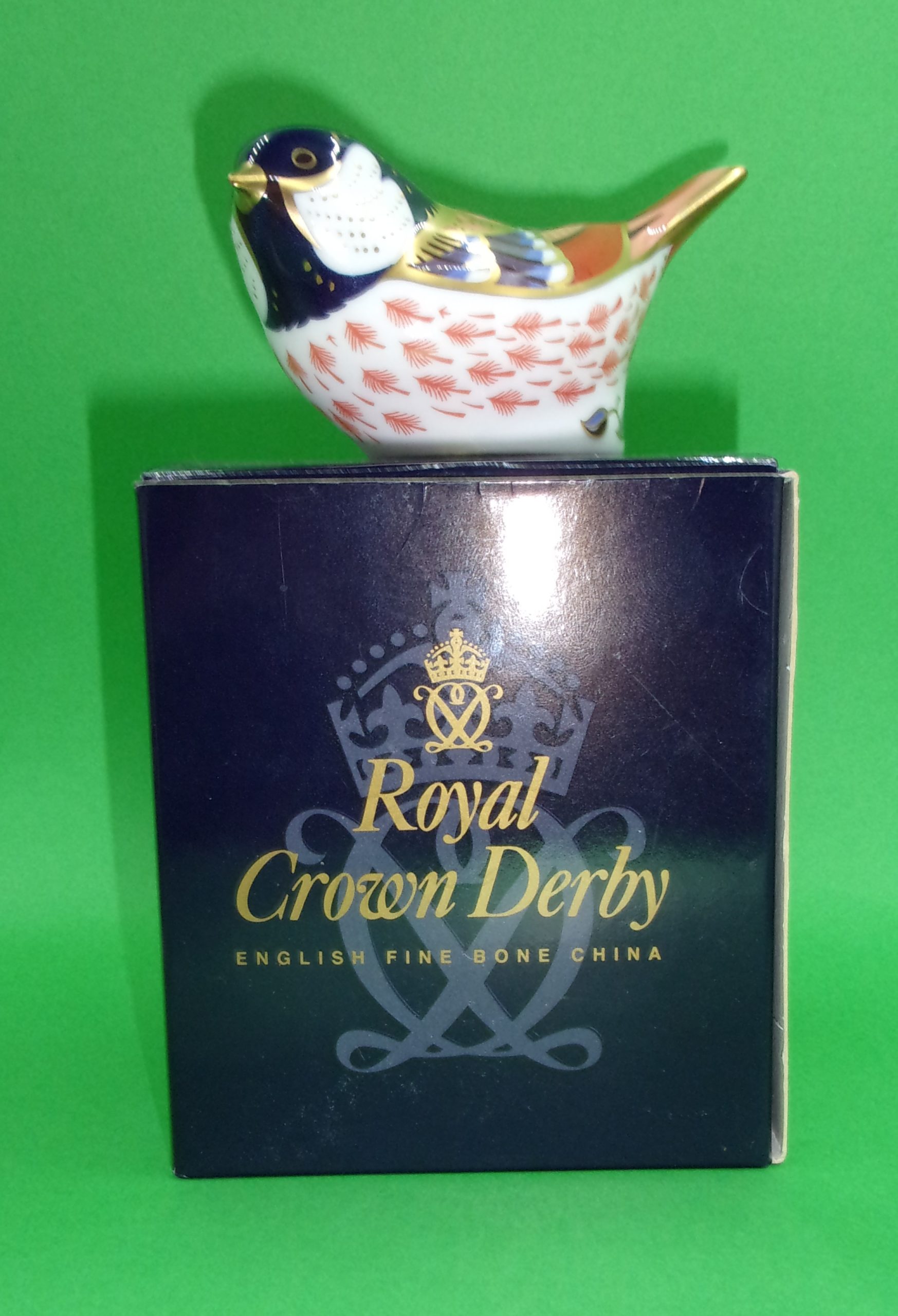 Royal Crown Derby Firecrest Bird, Gold Stopper And Box