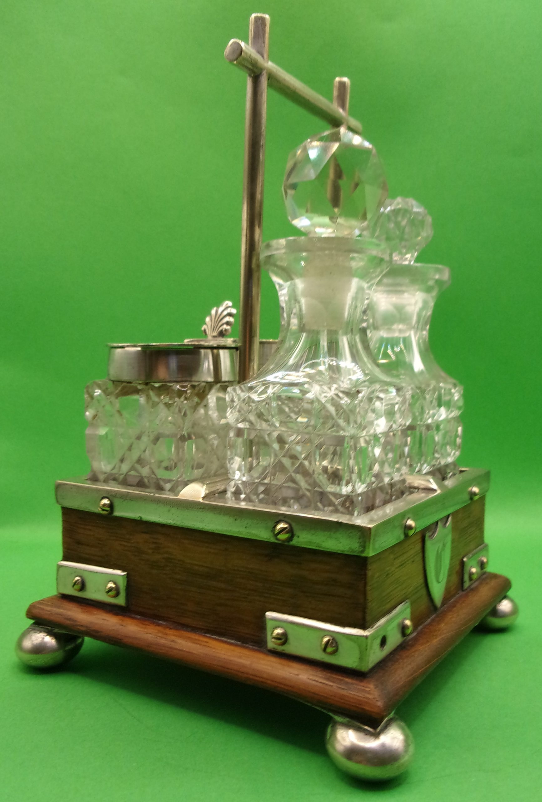 Silver Plated And Oak Cruet Set In The Manner Of Christopher Dresser - Image 4