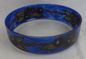 1920's Leune Glass Bowl With Leaves And Berries