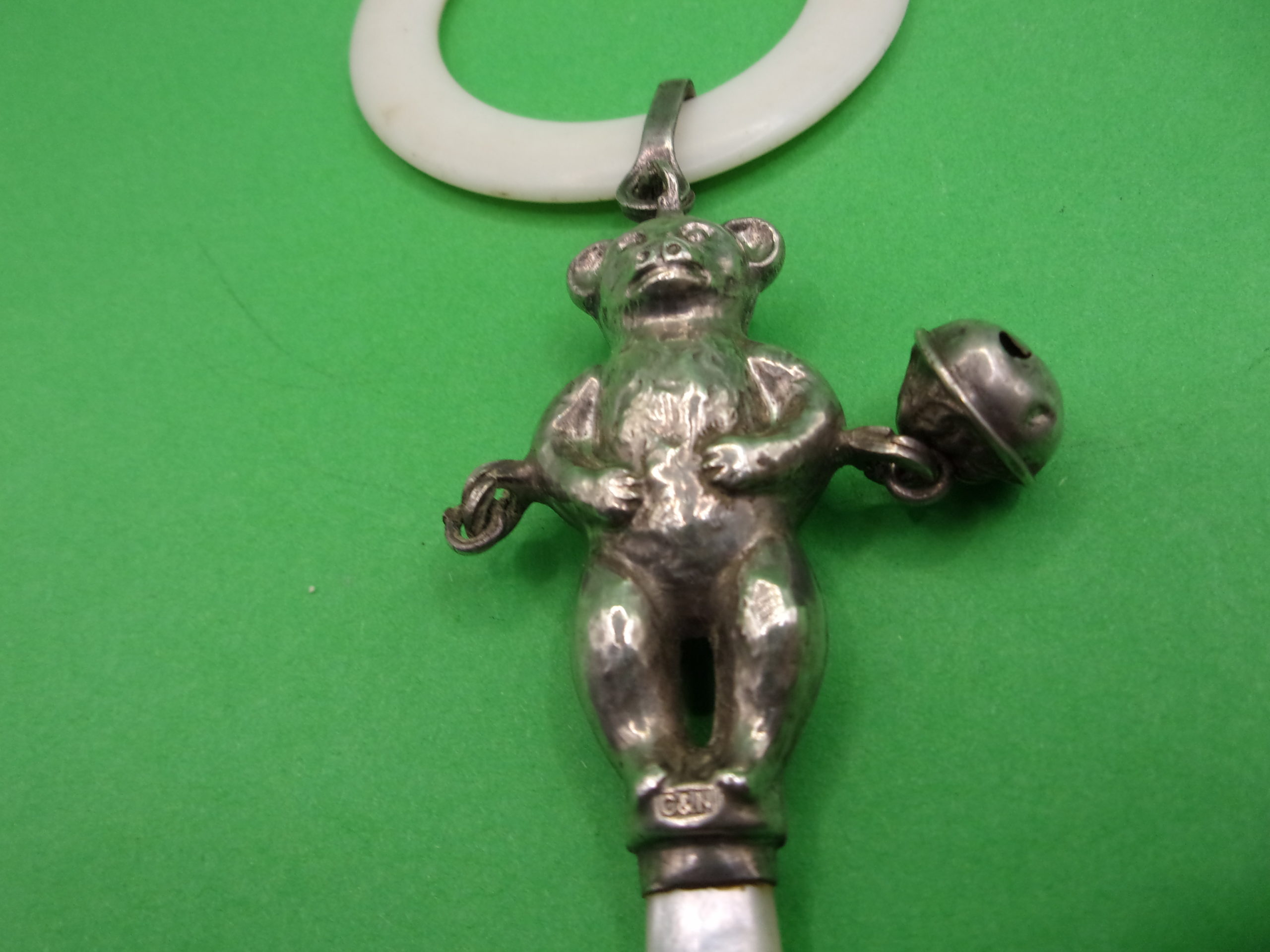 George VI Novelty Silver Rattle Modelled As A Teddy Bear Birmingham 1947 - Image 3