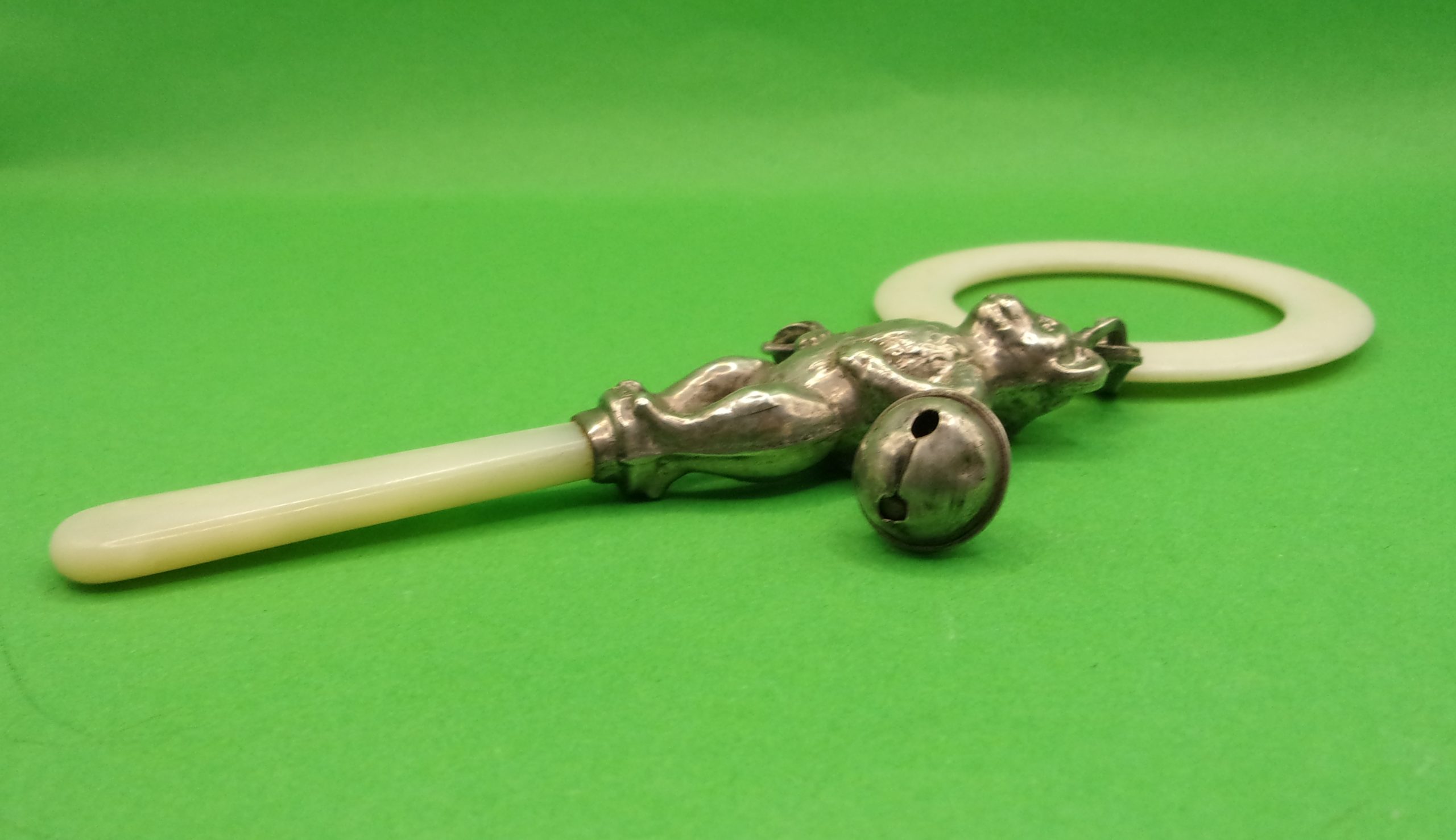 George VI Novelty Silver Rattle Modelled As A Teddy Bear Birmingham 1947 - Image 6