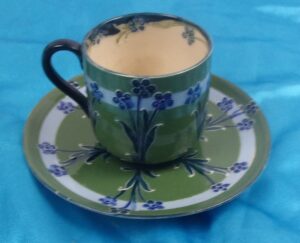 Late Victorian Moorcroft For MacIntyre Florian Ware Tea Cup And Saucer
