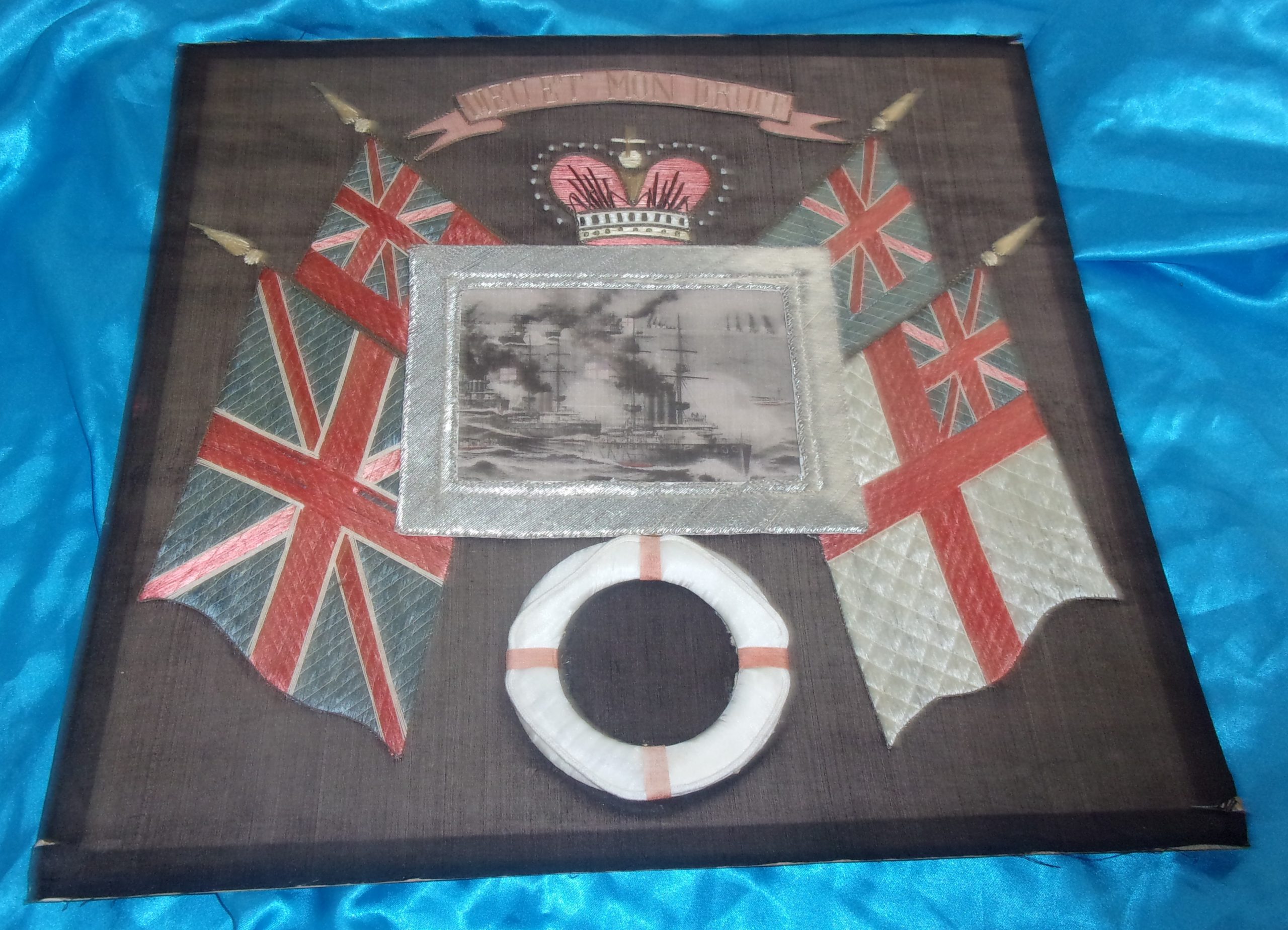 Late Victorian Silk Work Of Royal Navy Battleships - Image 4