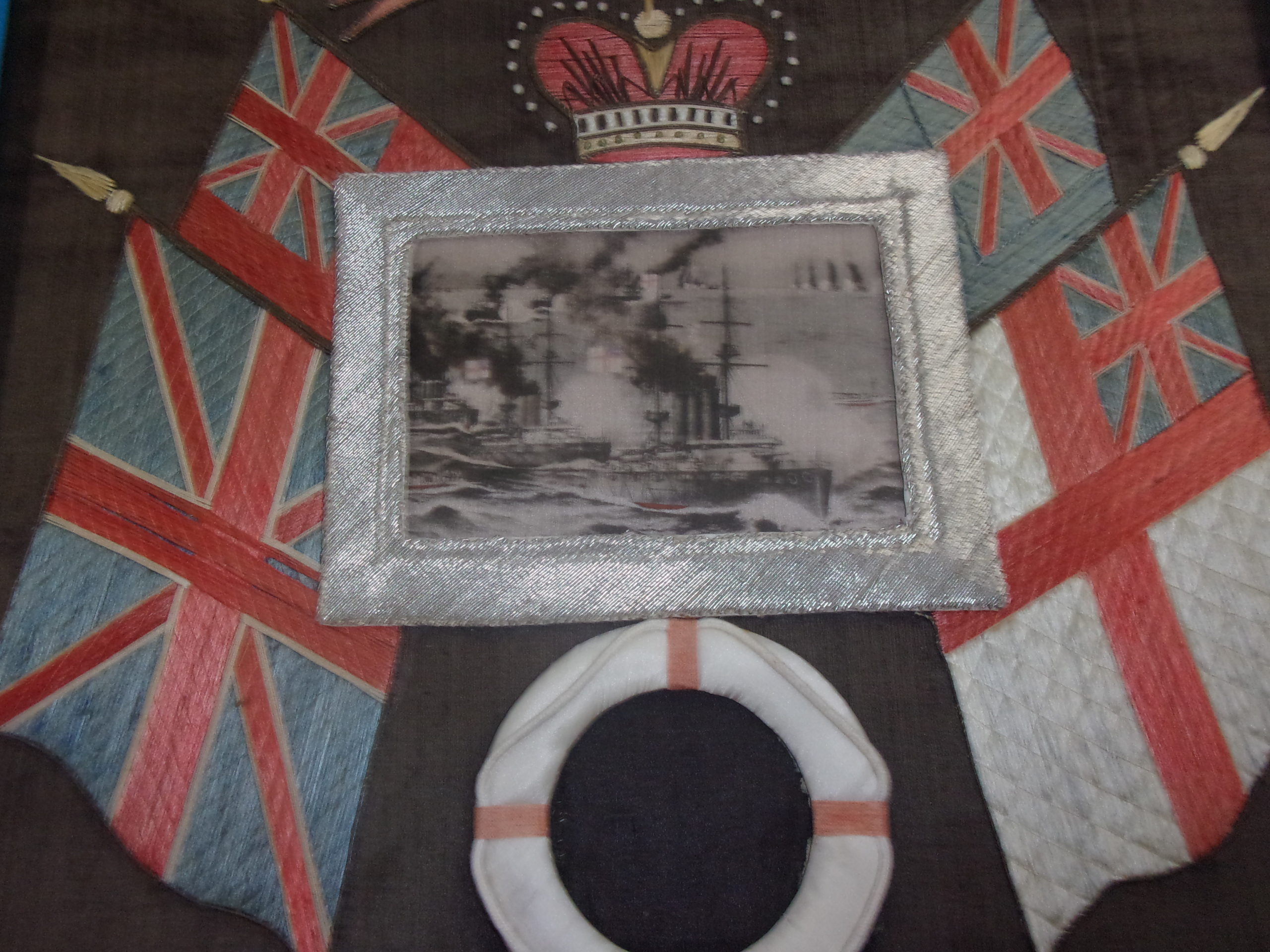 Late Victorian Silk Work Of Royal Navy Battleships - Image 5