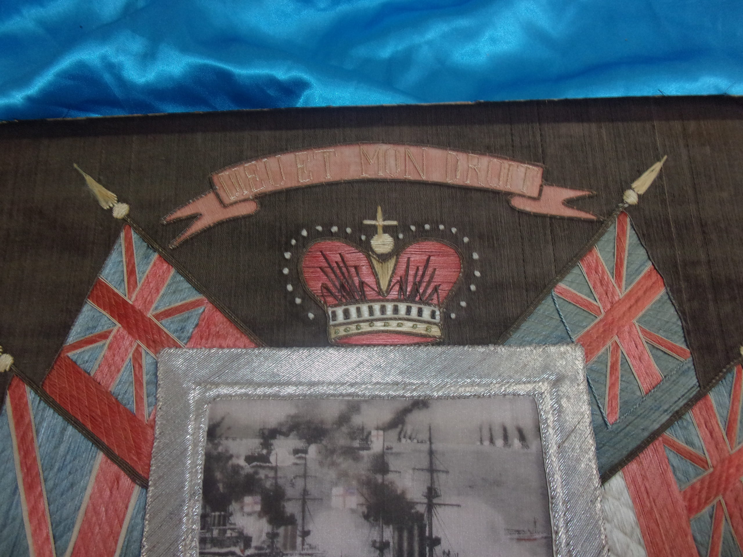 Late Victorian Silk Work Of Royal Navy Battleships - Image 6