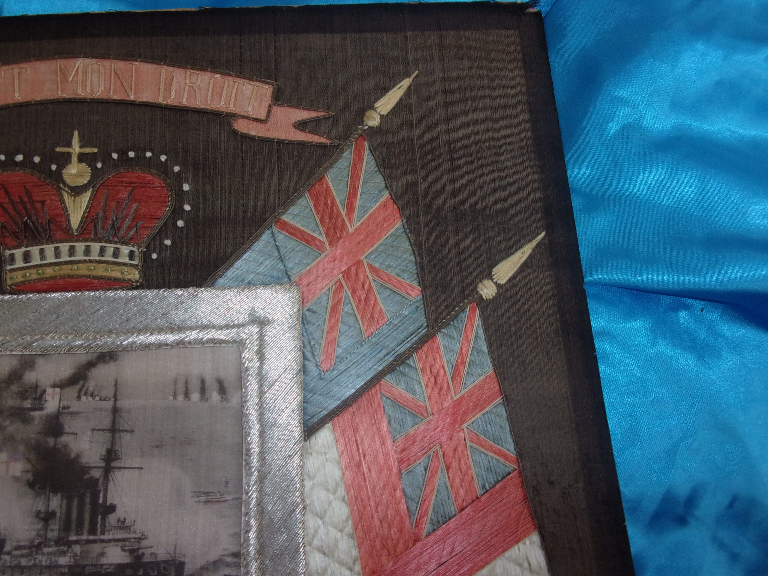 Late Victorian Silk Work Of Royal Navy Battleships - Image 8