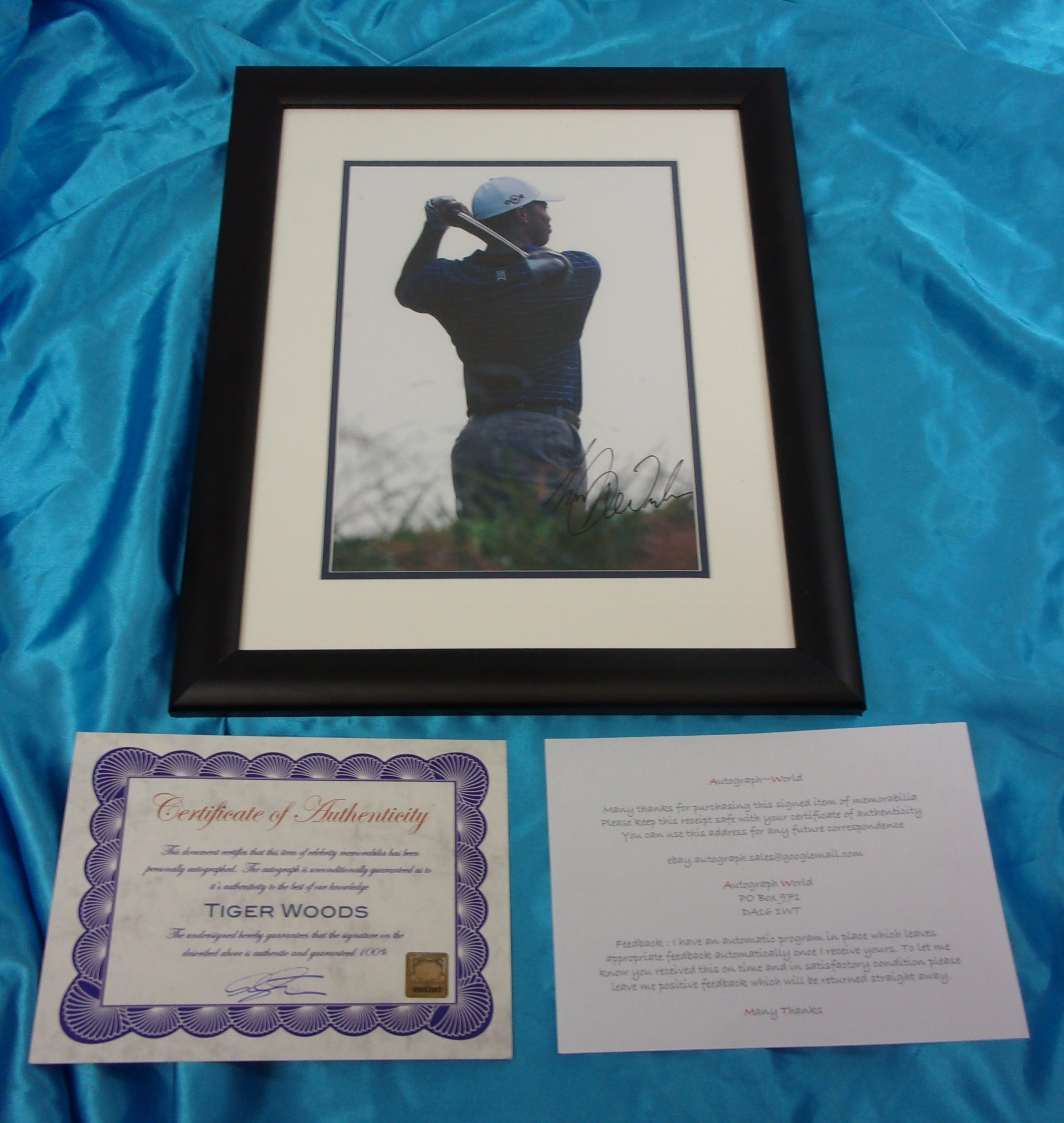 Framed And Signed Photograph Of Tiger Wood