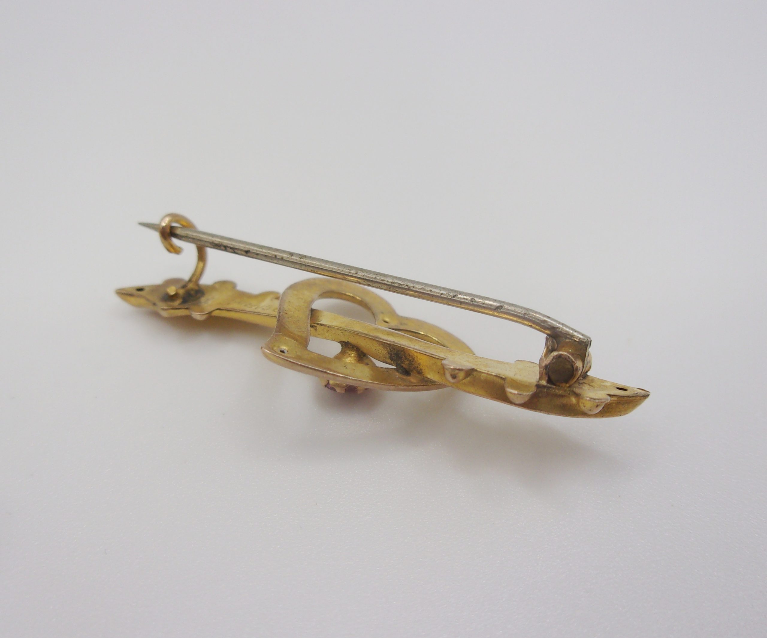 9ct Yellow Gold Love Heart Paste Brooch - Image 4