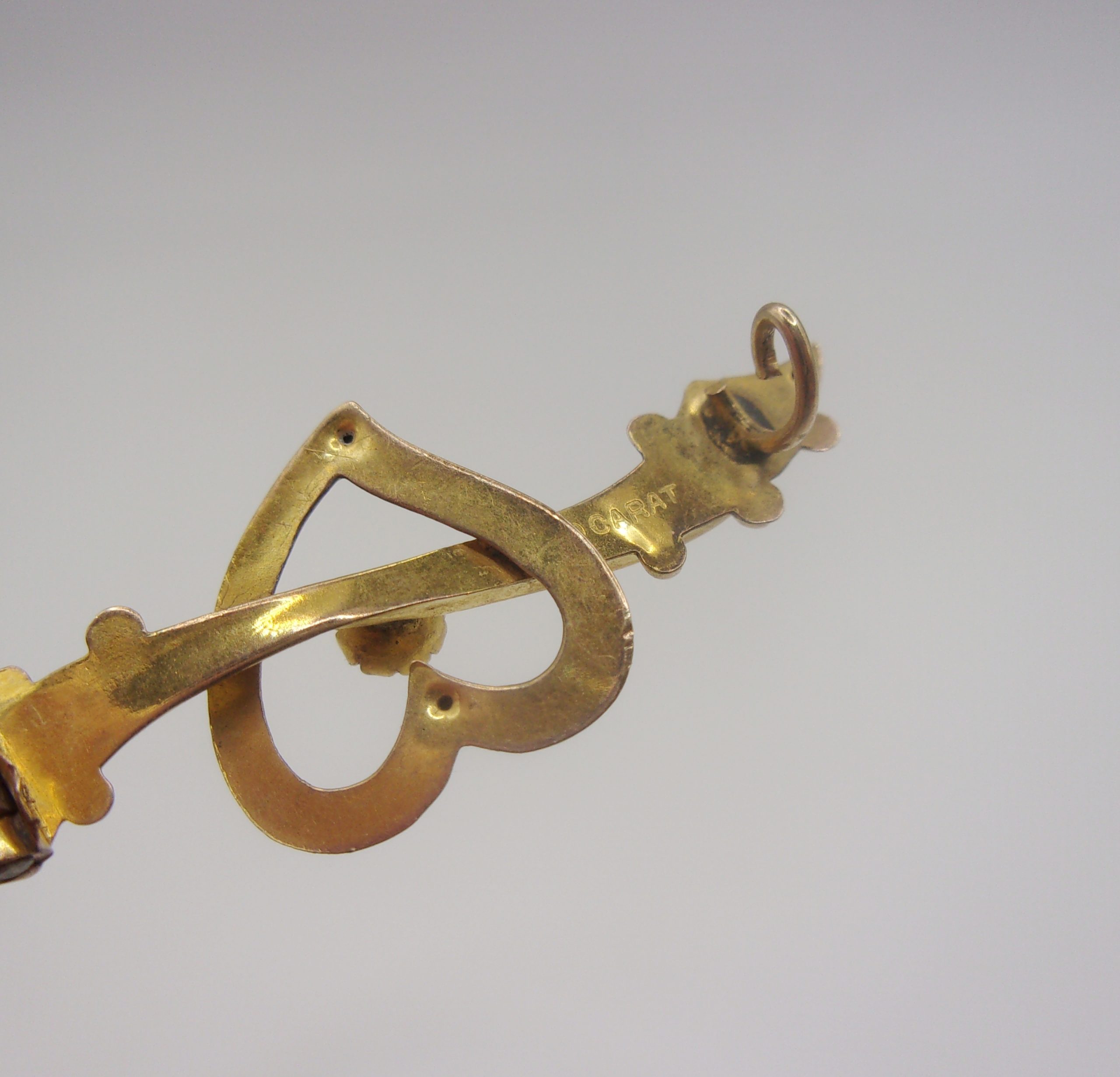 9ct Yellow Gold Love Heart Paste Brooch - Image 5