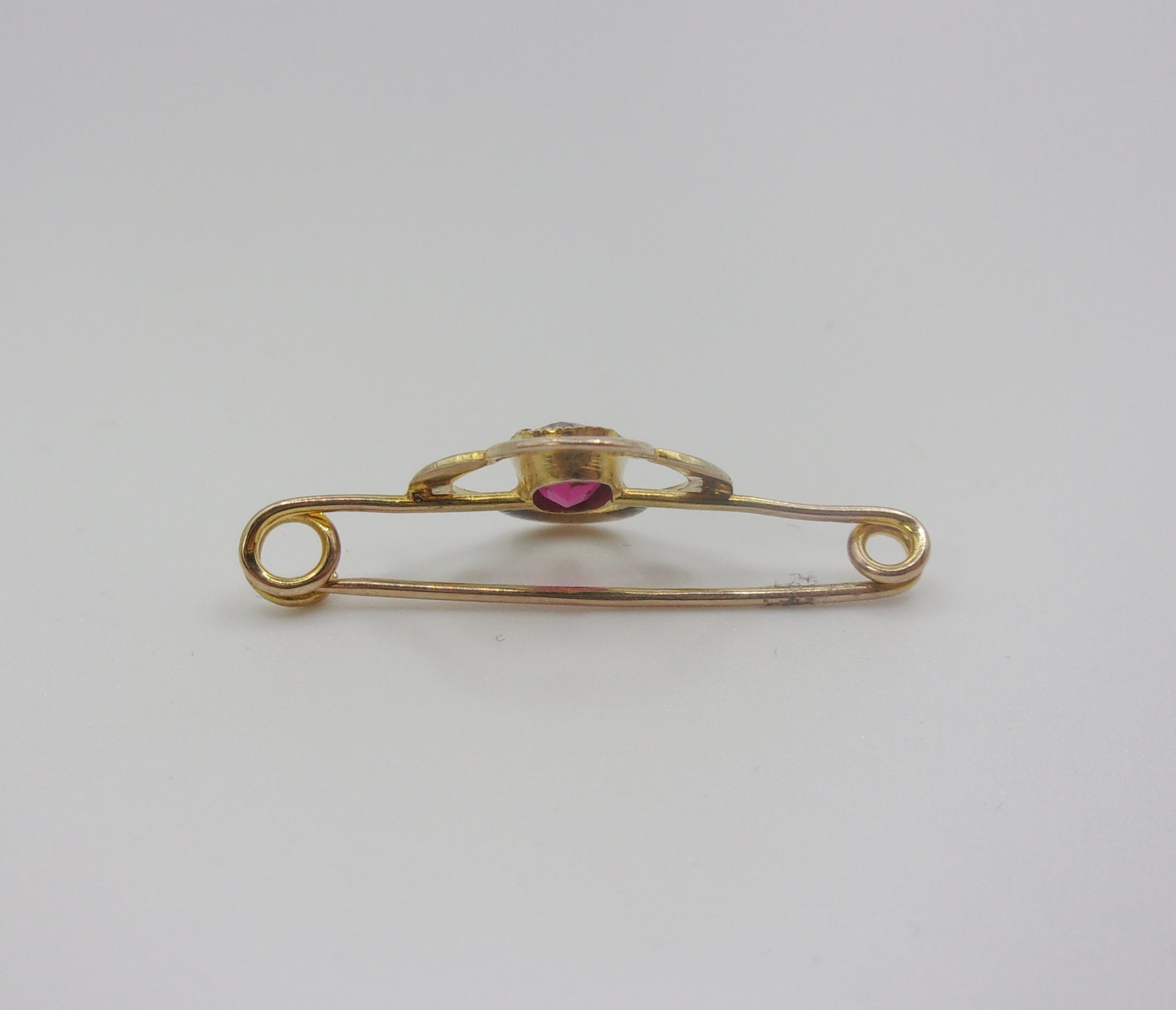 9ct Yellow Gold & Paste Flower Brooch - Image 3