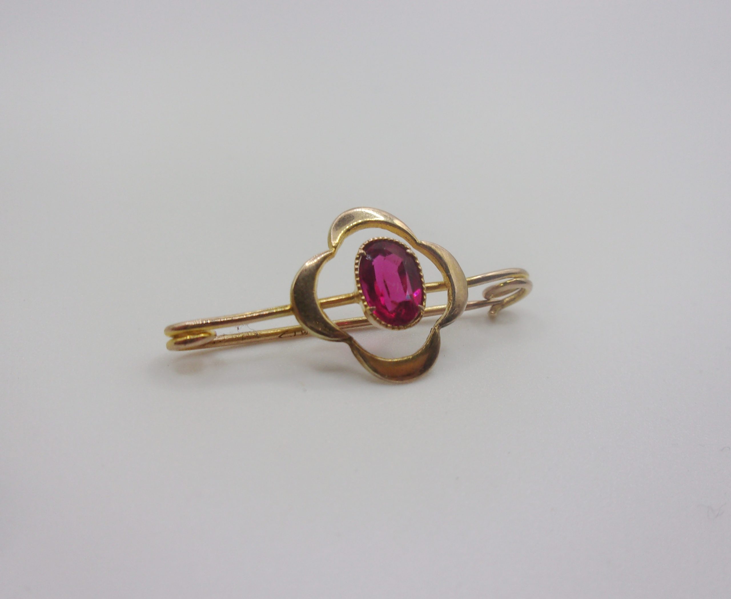 9ct Yellow Gold & Paste Flower Brooch - Image 5