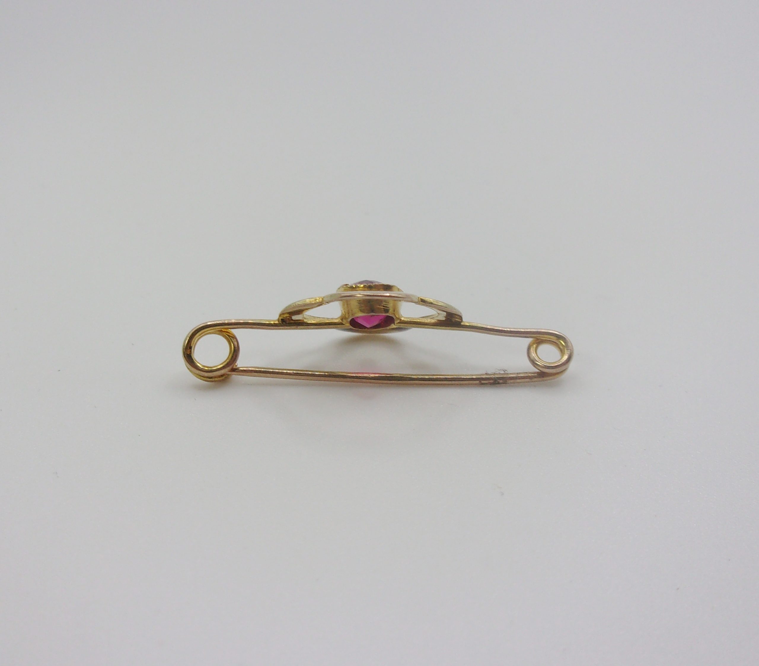 9ct Yellow Gold & Paste Flower Brooch - Image 6