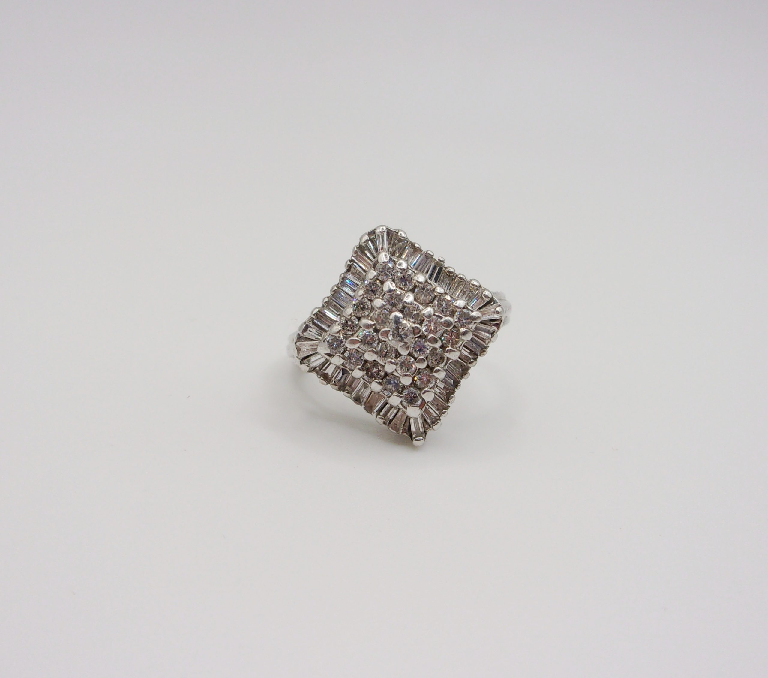 9ct White Gold 1.5 CTW Diamond Cluster Ring UK Size N US 6 ½