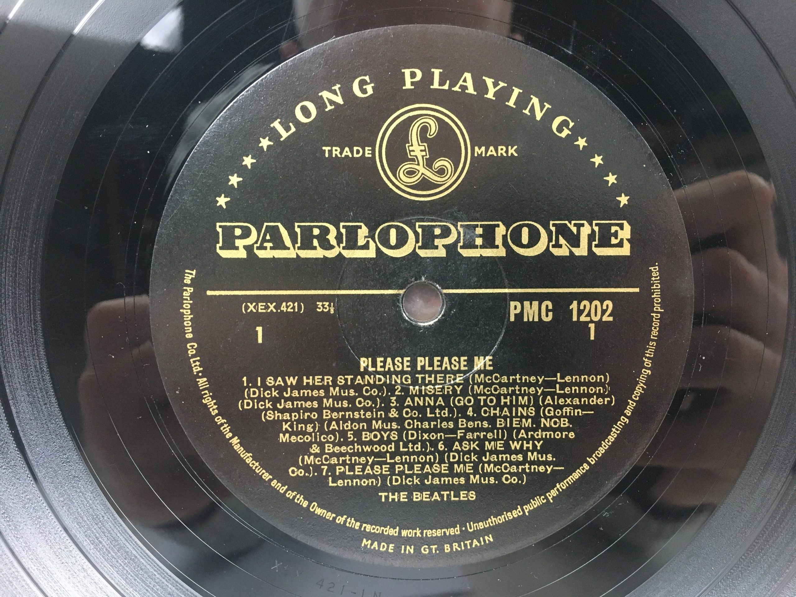 The Beatles Please Please Me Vinyl LP Mono Gold/Black Label with Dick James Credits
