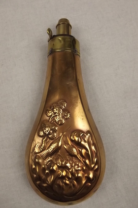 19th Century Powder Flask Depicting Hummingbirds