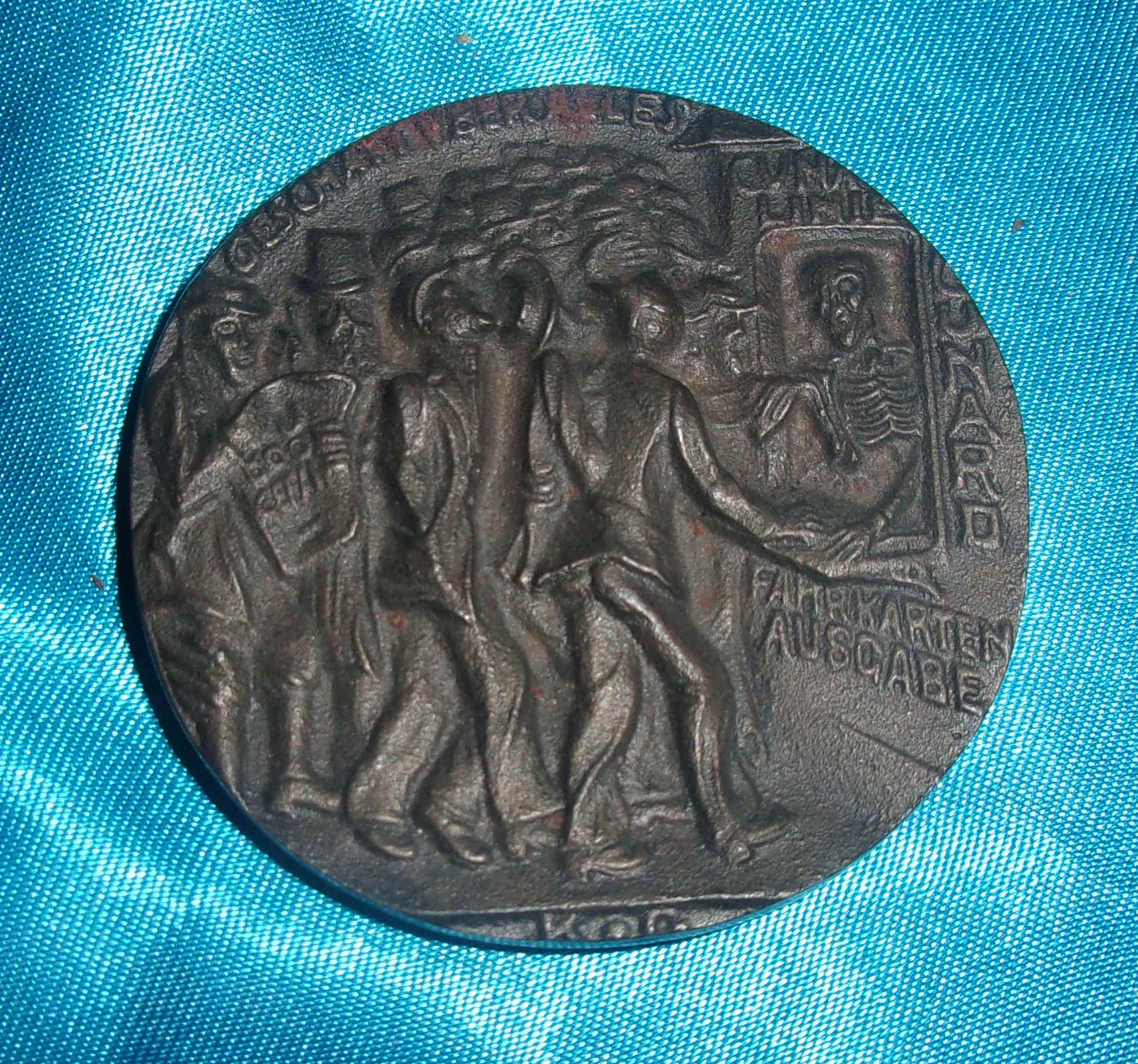 1st German Version Sinking Of The Lusitania Commemorative Cast Alloy Medallion - Image 2