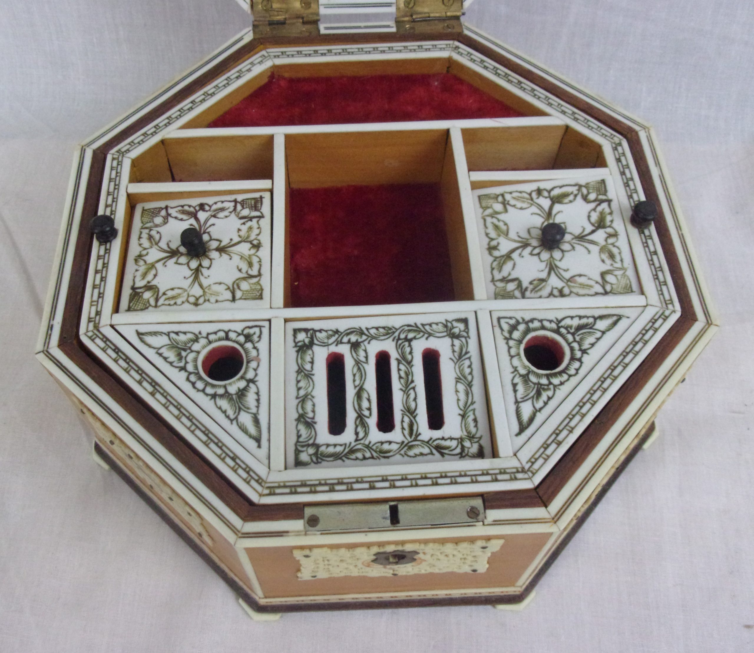 19th Century Fruitwood & Ivory Inlaid Jewelry Box - Image 8