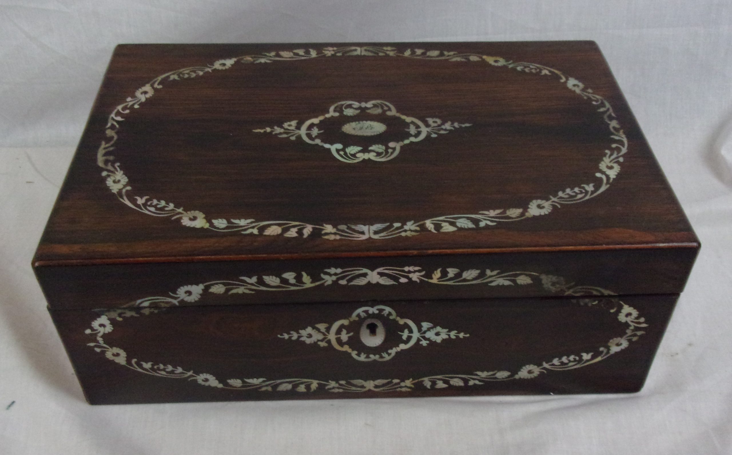 1852 Rosewood Writing Slope With Mother Of Pearl Inlay
