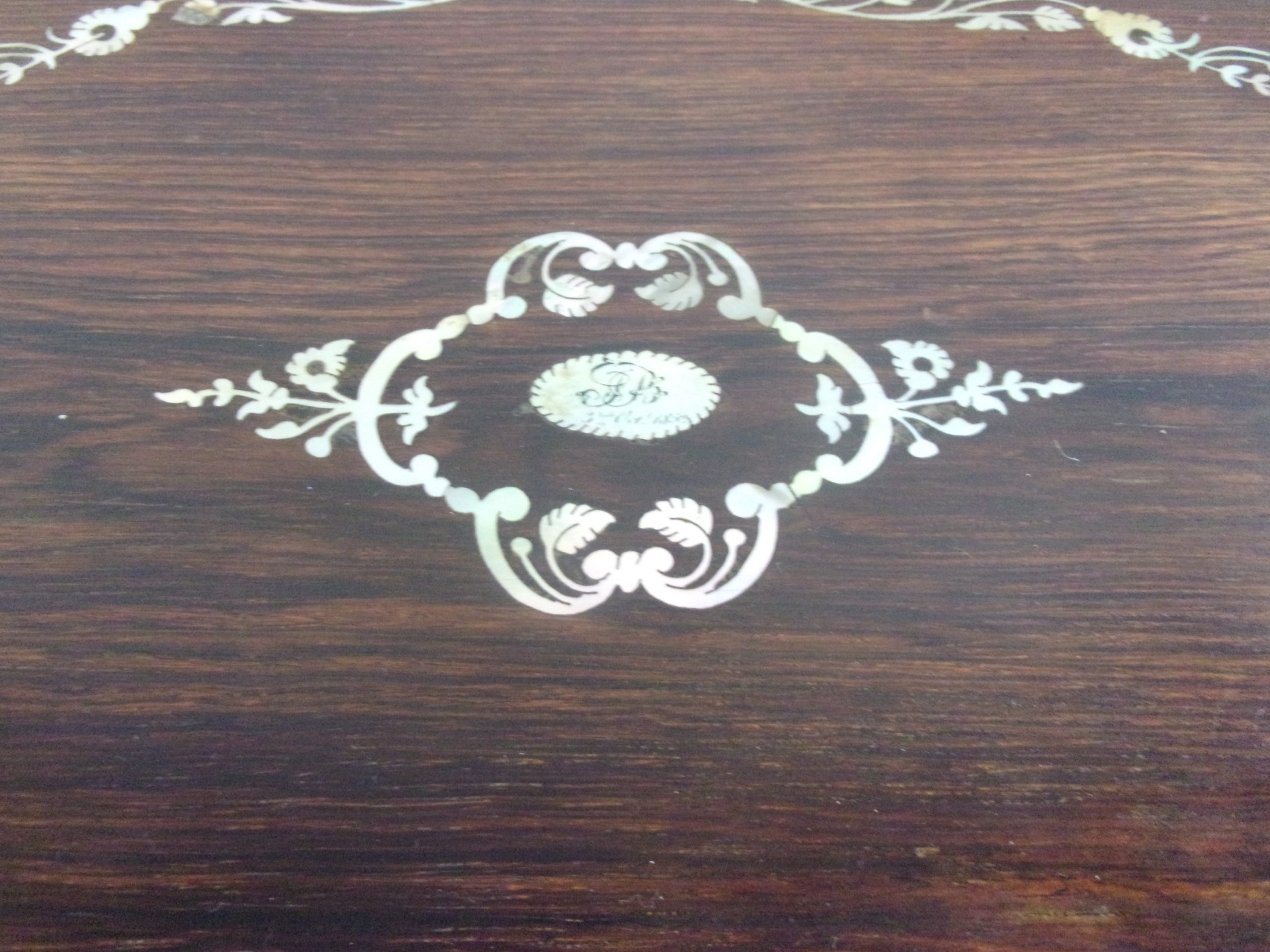 1852 Rosewood Writing Slope With Mother Of Pearl Inlay - Image 3