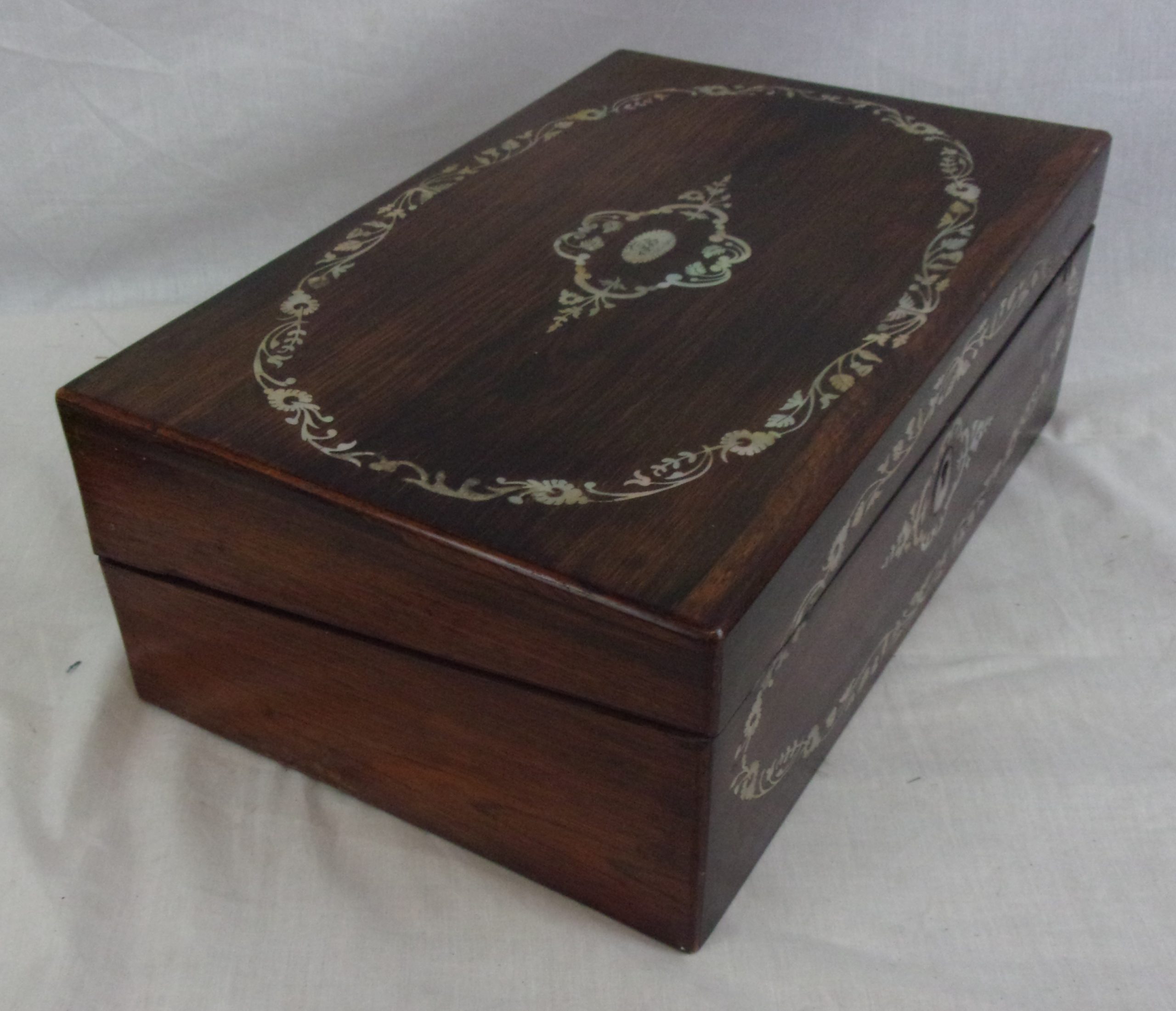 1852 Rosewood Writing Slope With Mother Of Pearl Inlay - Image 2