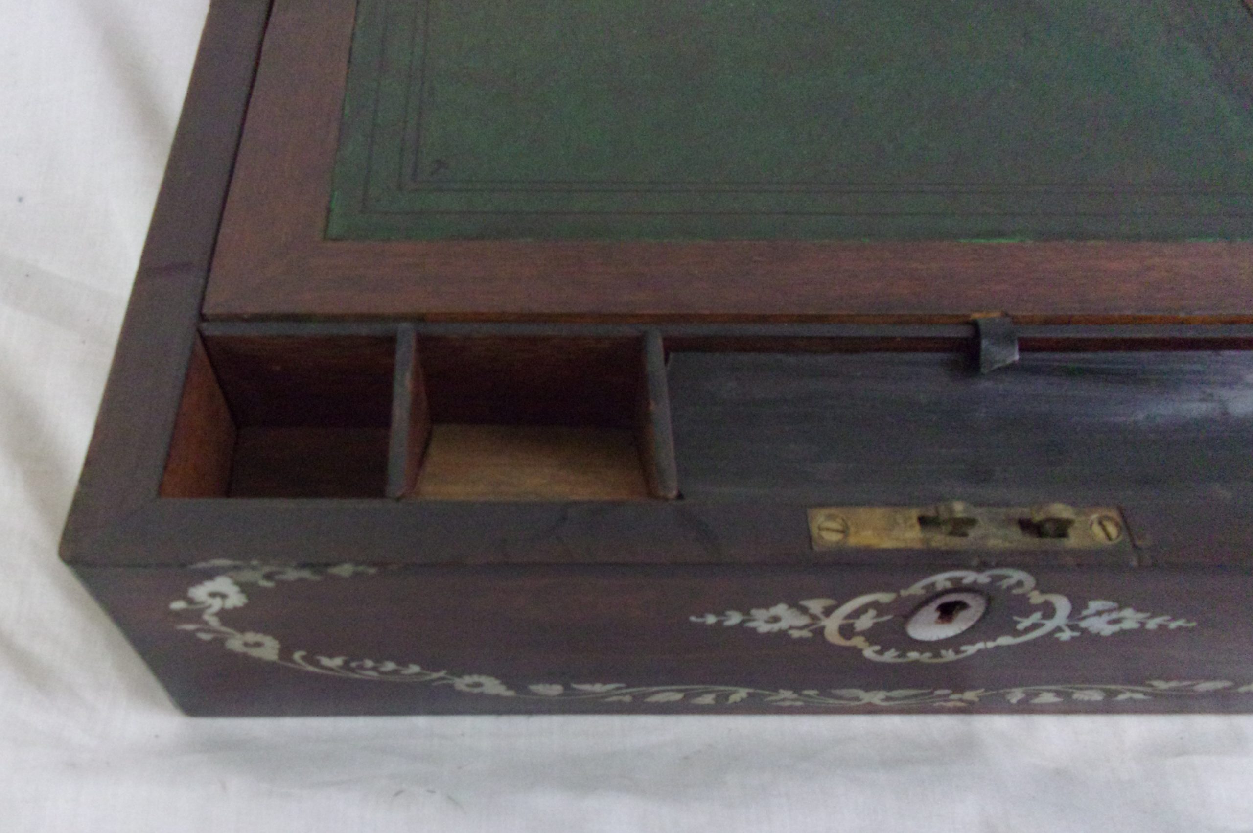 1852 Rosewood Writing Slope With Mother Of Pearl Inlay - Image 5