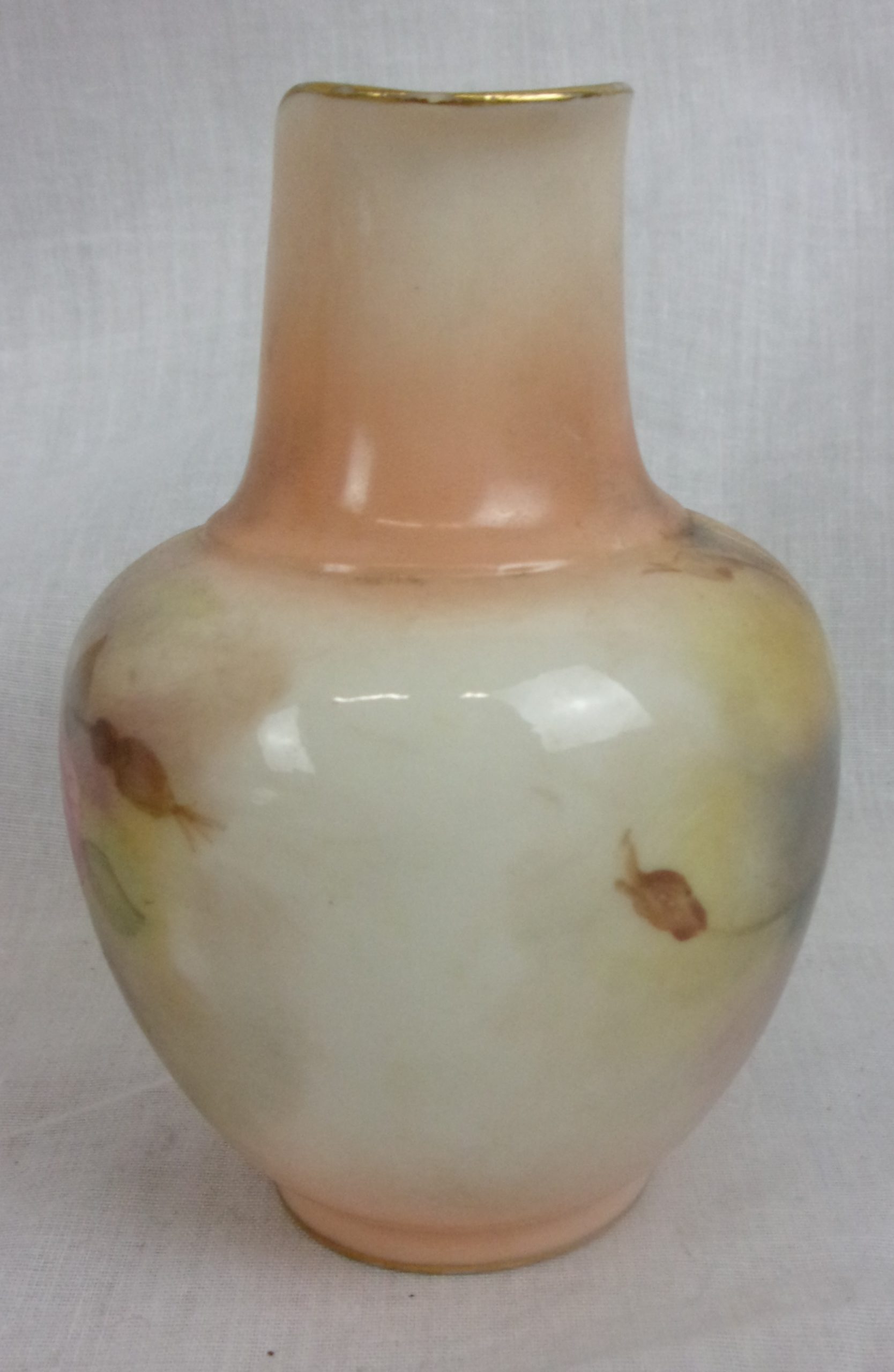 Pair Of 1897 Blush Ivory Royal Worcester Rose Decorated Vases - Image 6