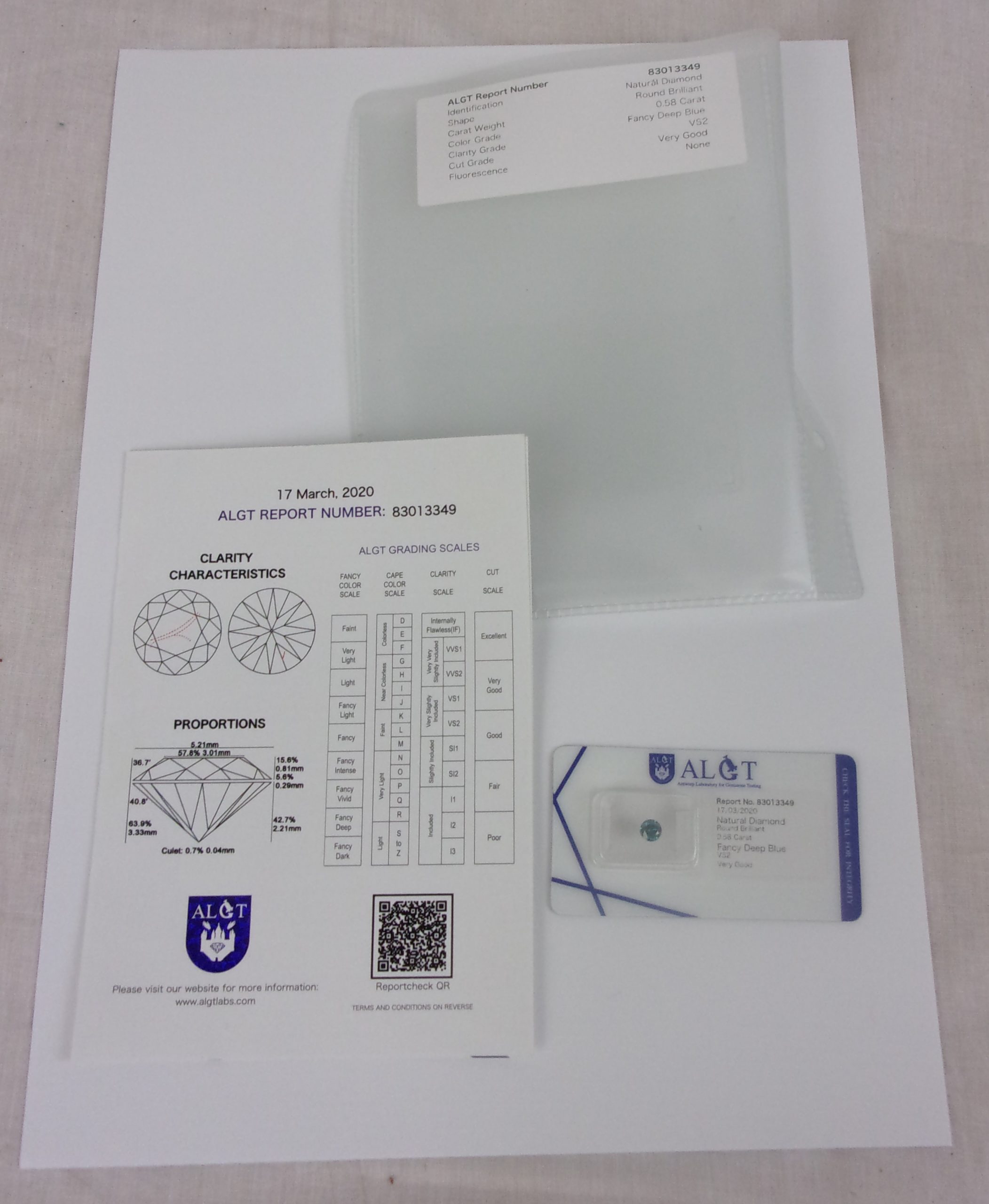 Certified Fancy Deep Blue 0.58 Carat VS2 Natural Diamond - Image 5
