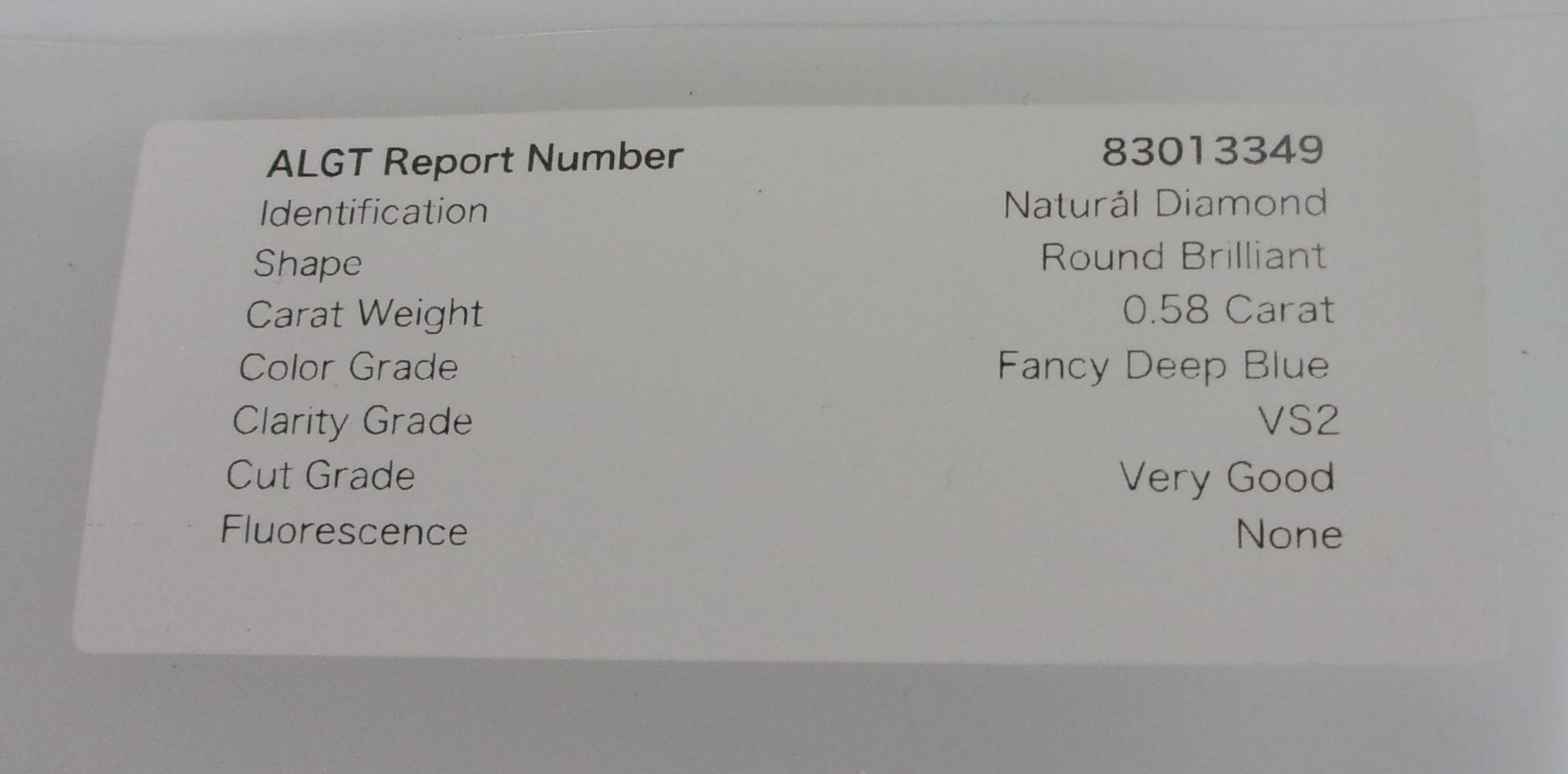 Certified Fancy Deep Blue 0.58 Carat VS2 Natural Diamond - Image 2