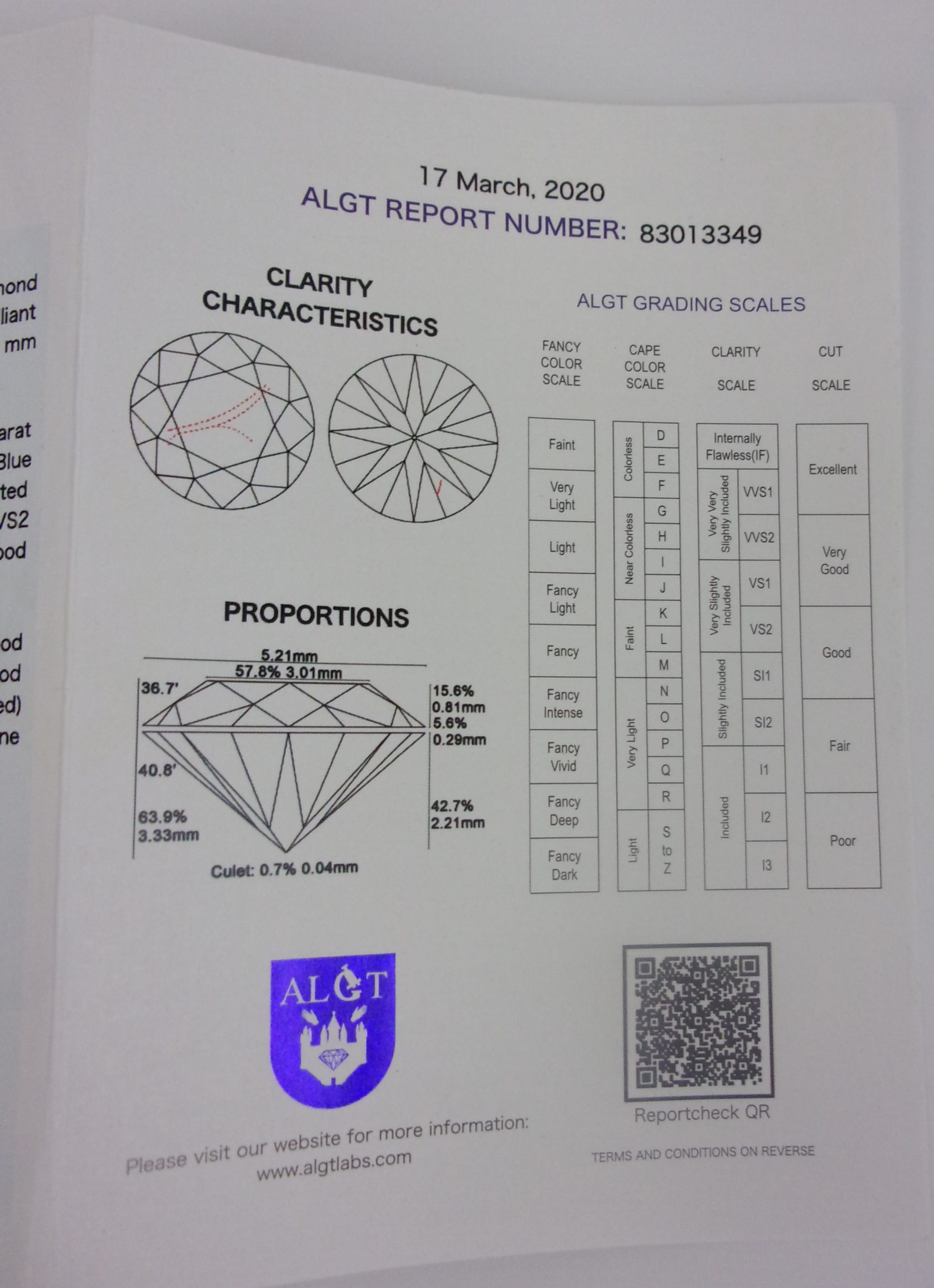 Certified Fancy Deep Blue 0.58 Carat VS2 Natural Diamond - Image 3