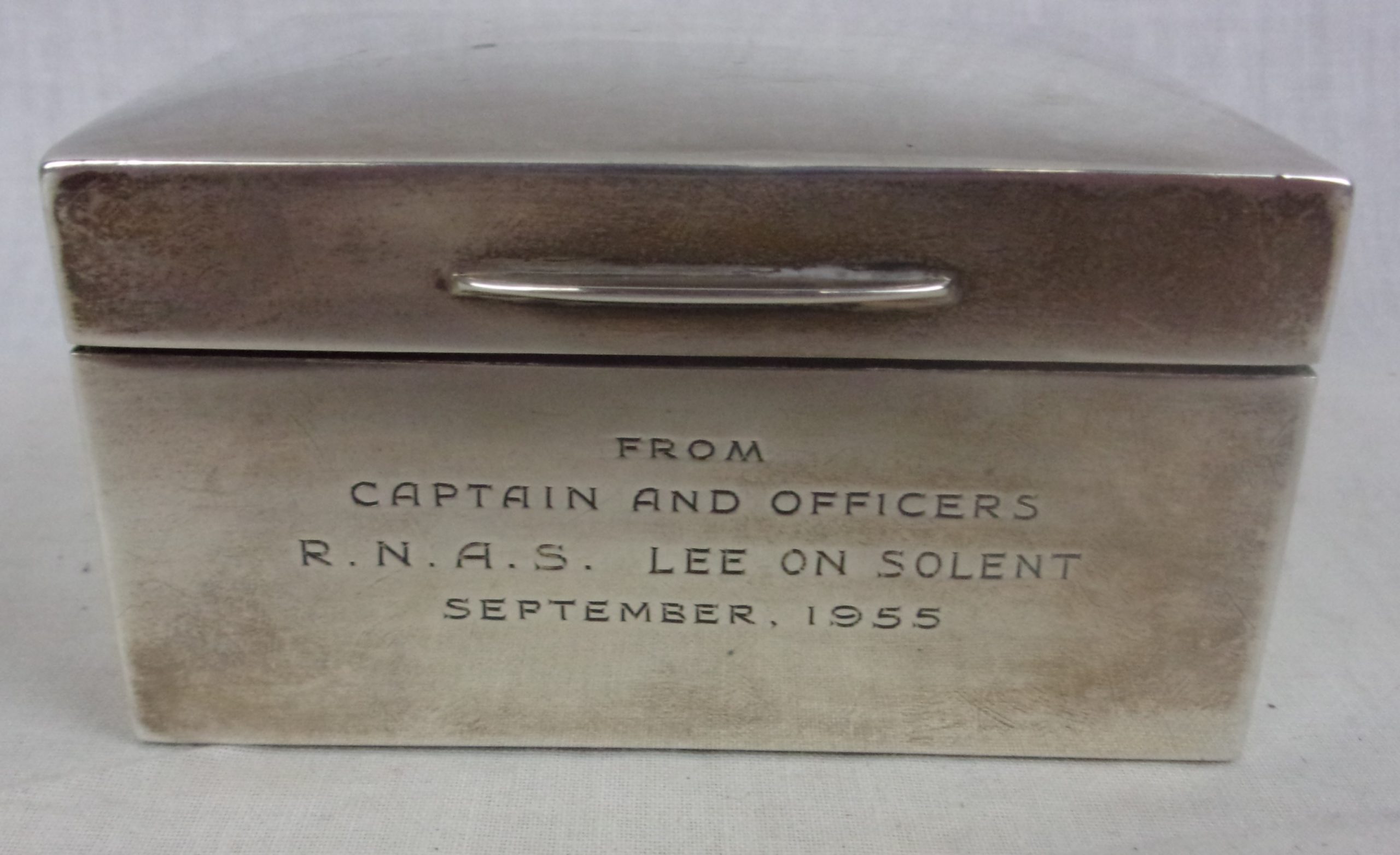 Sterling Silver London 1954 Cigarette Case With Royal Naval Air Station RNAS Lee On Solent Engraving