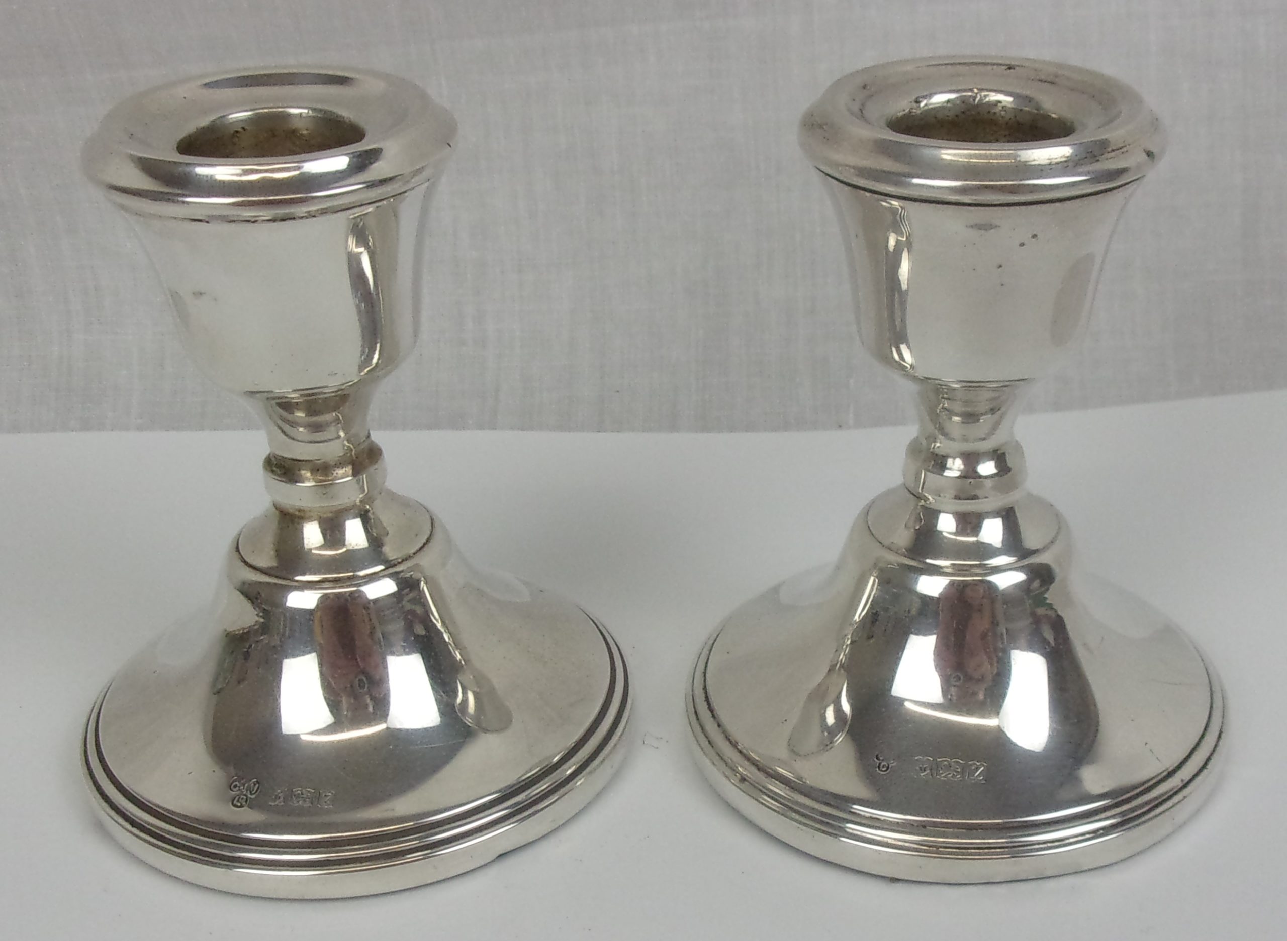 Sterling Silver Birmingham 1949 Squat Candlesticks