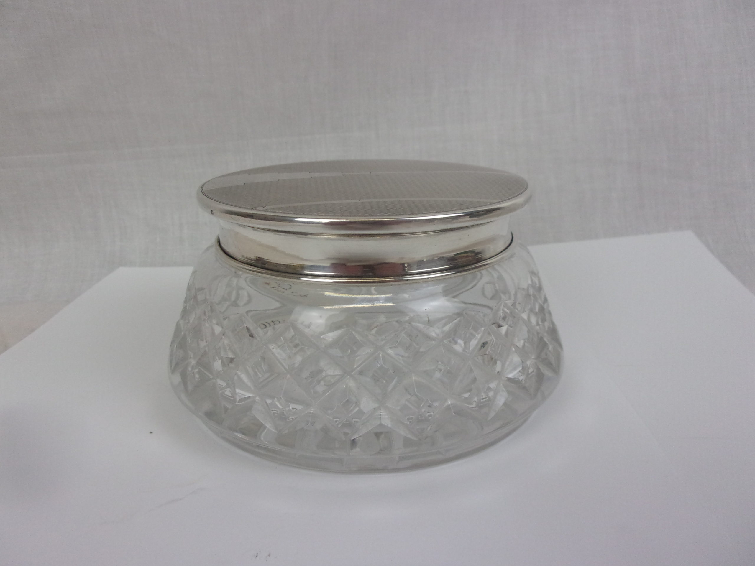 Birmingham 1944 Silver Topped Cut Glass Pot