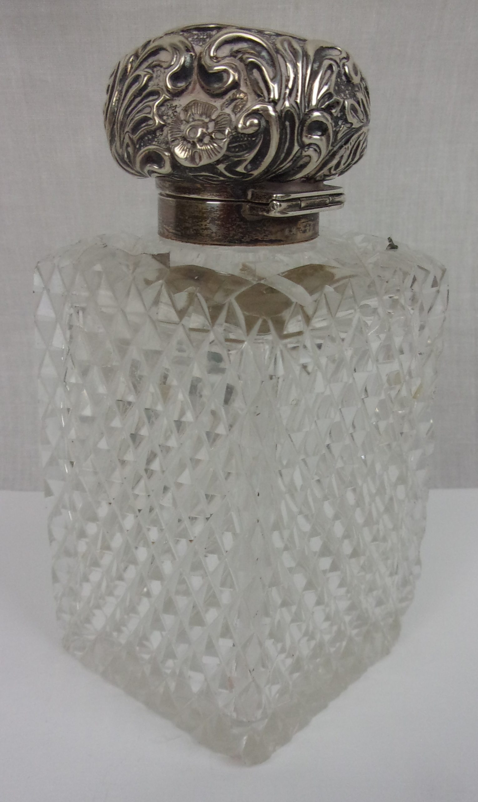 London 1898 Silver Topped Cut Glass Pot