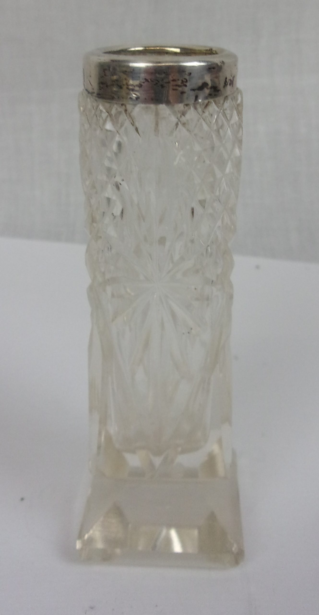 London 1928 Silver Topped Cut Glass Posey Vase