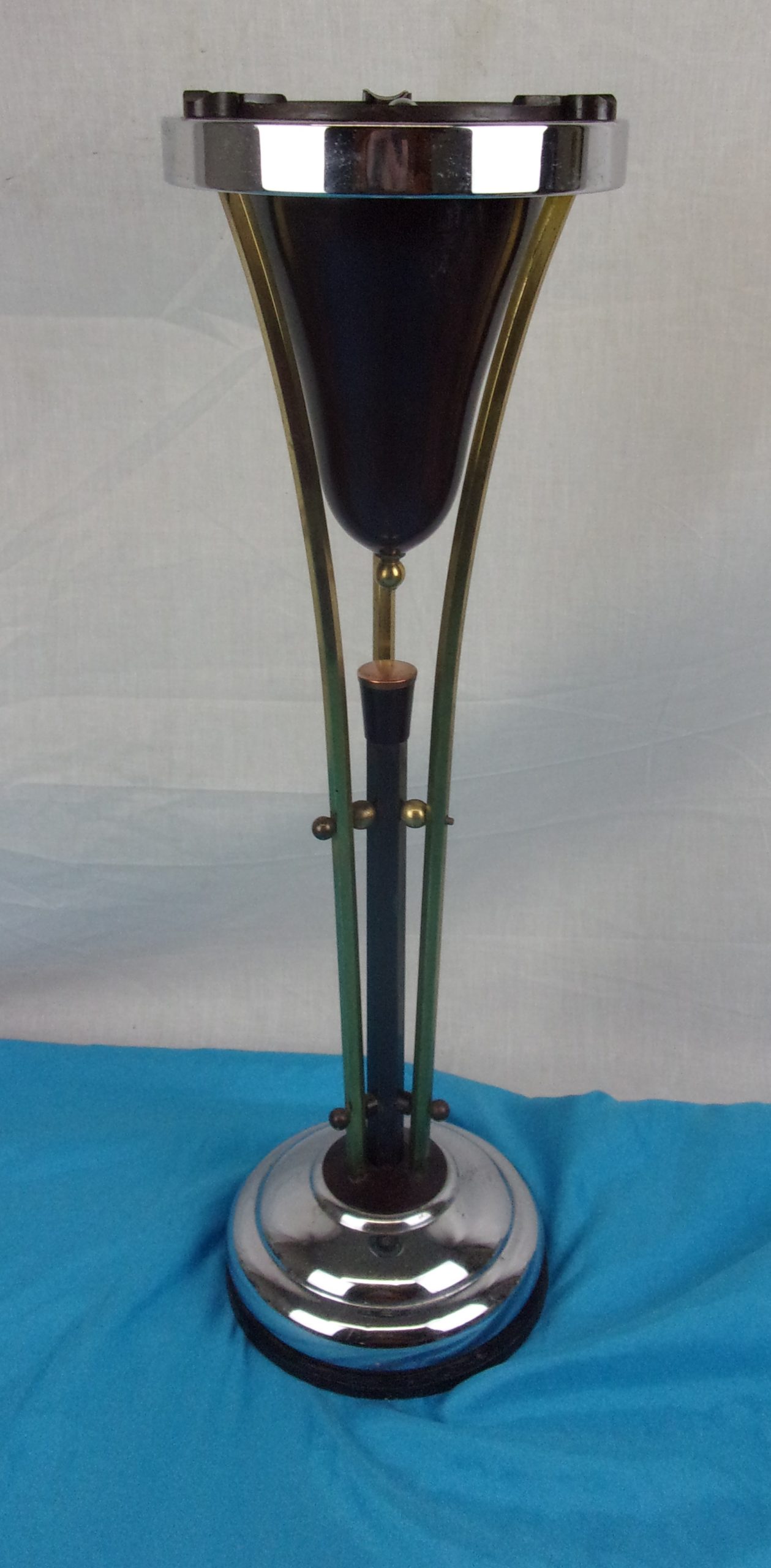 Art Deco Floor Standing Chrome And Bakelite Ash Tray