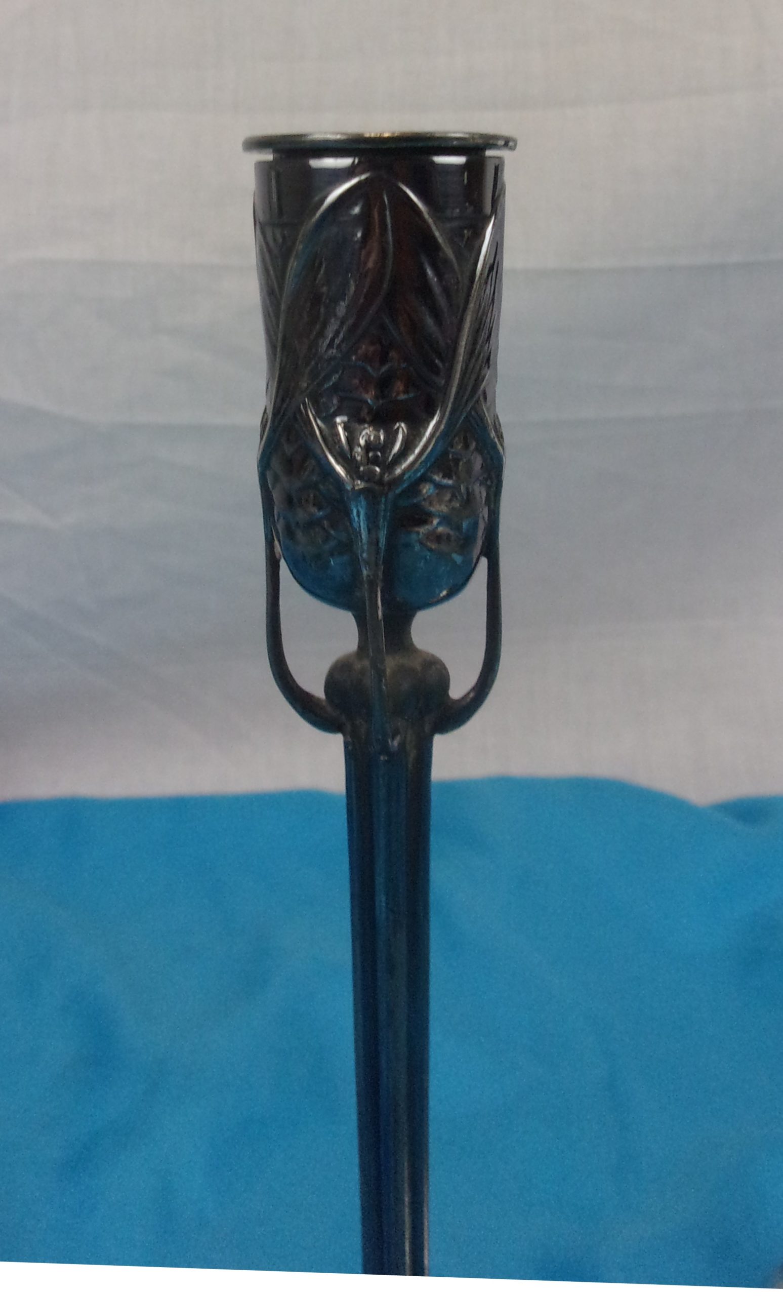 Pair Of Circa 1900 Art Nouveau Silver Plated Mistletoe Candlesticks - Image 4