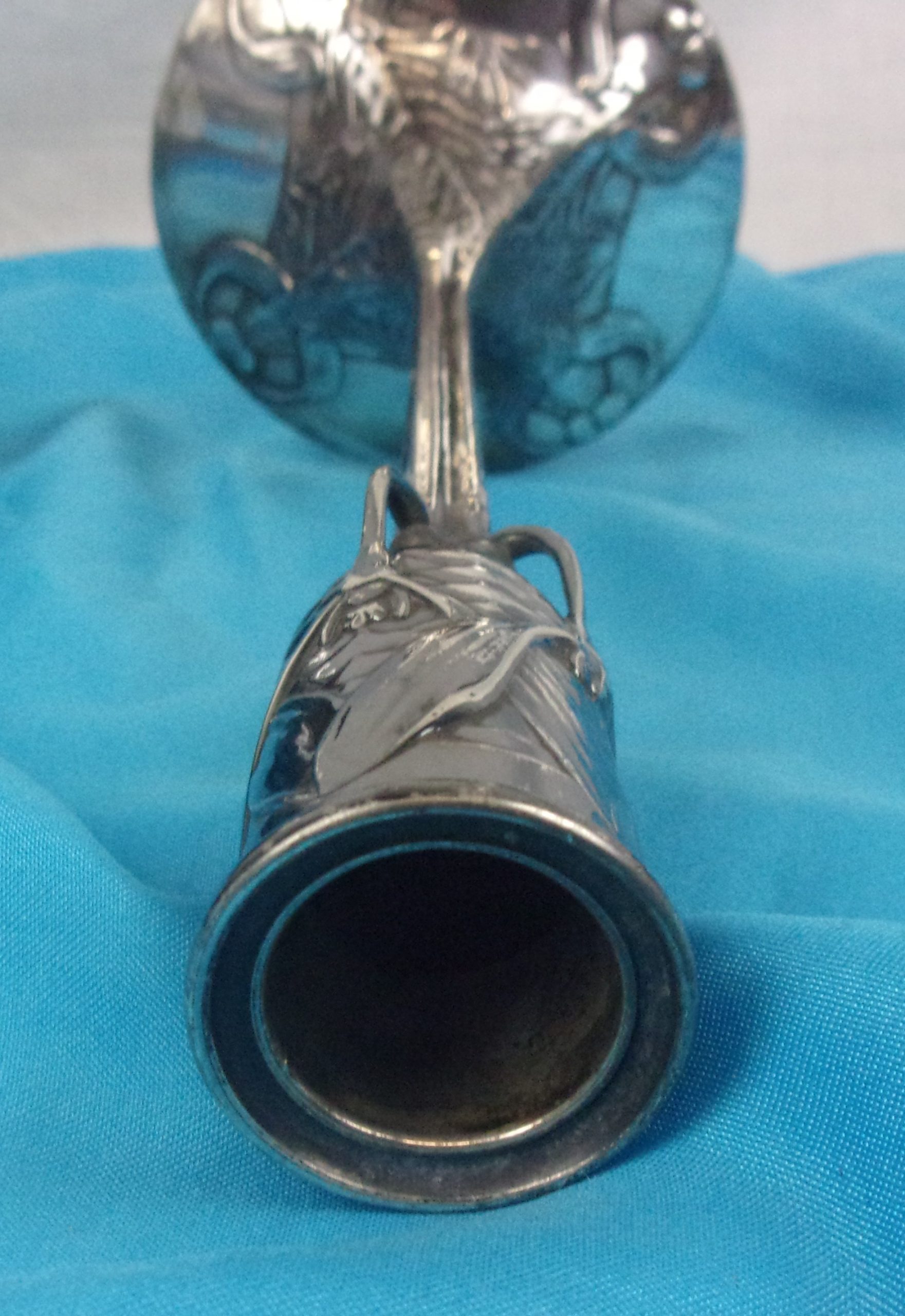 Pair Of Circa 1900 Art Nouveau Silver Plated Mistletoe Candlesticks - Image 6