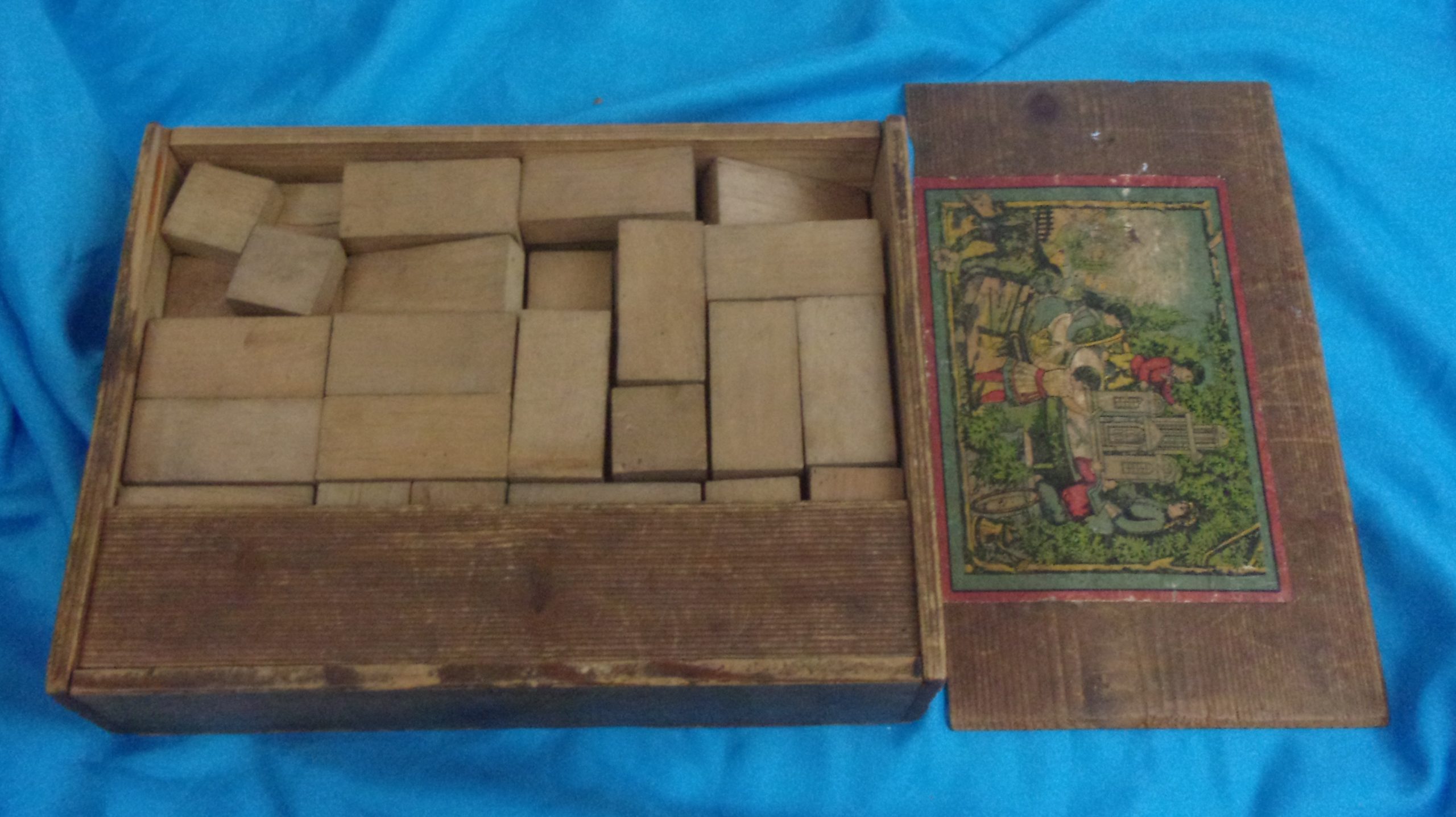 Victorian Set Of Wooden Building Blocks Housed In A Pine Case