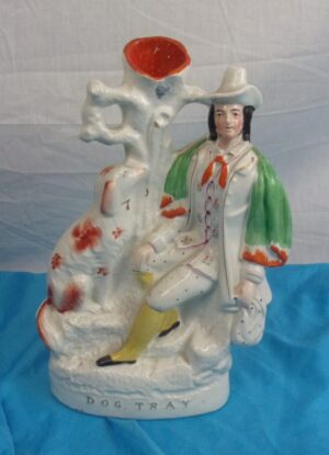 Circa 1850 Large Staffordshire Large Spill Vase Entitled Dog Tay