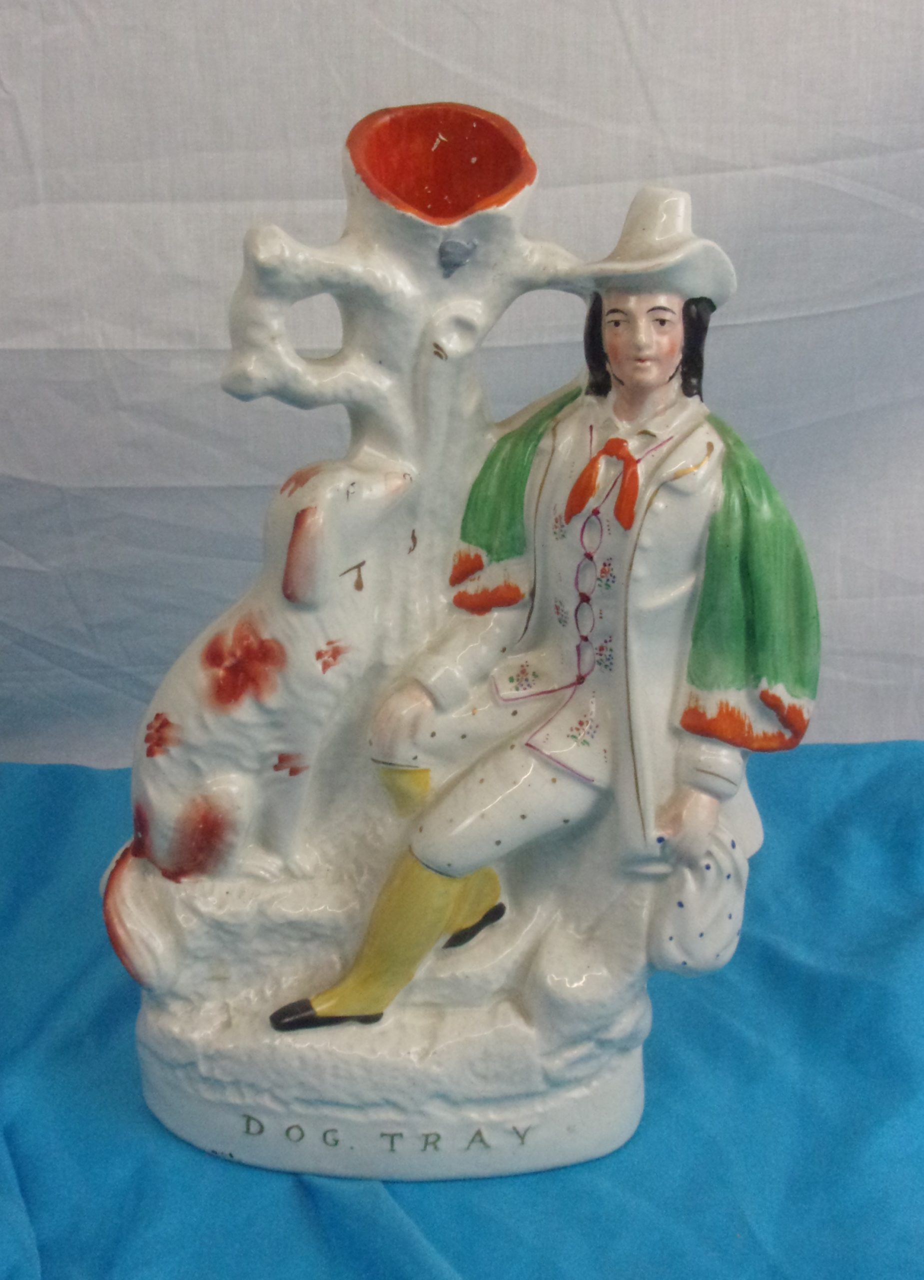 Circa 1850 Large Staffordshire Large Spill Vase Entitled Dog Tay