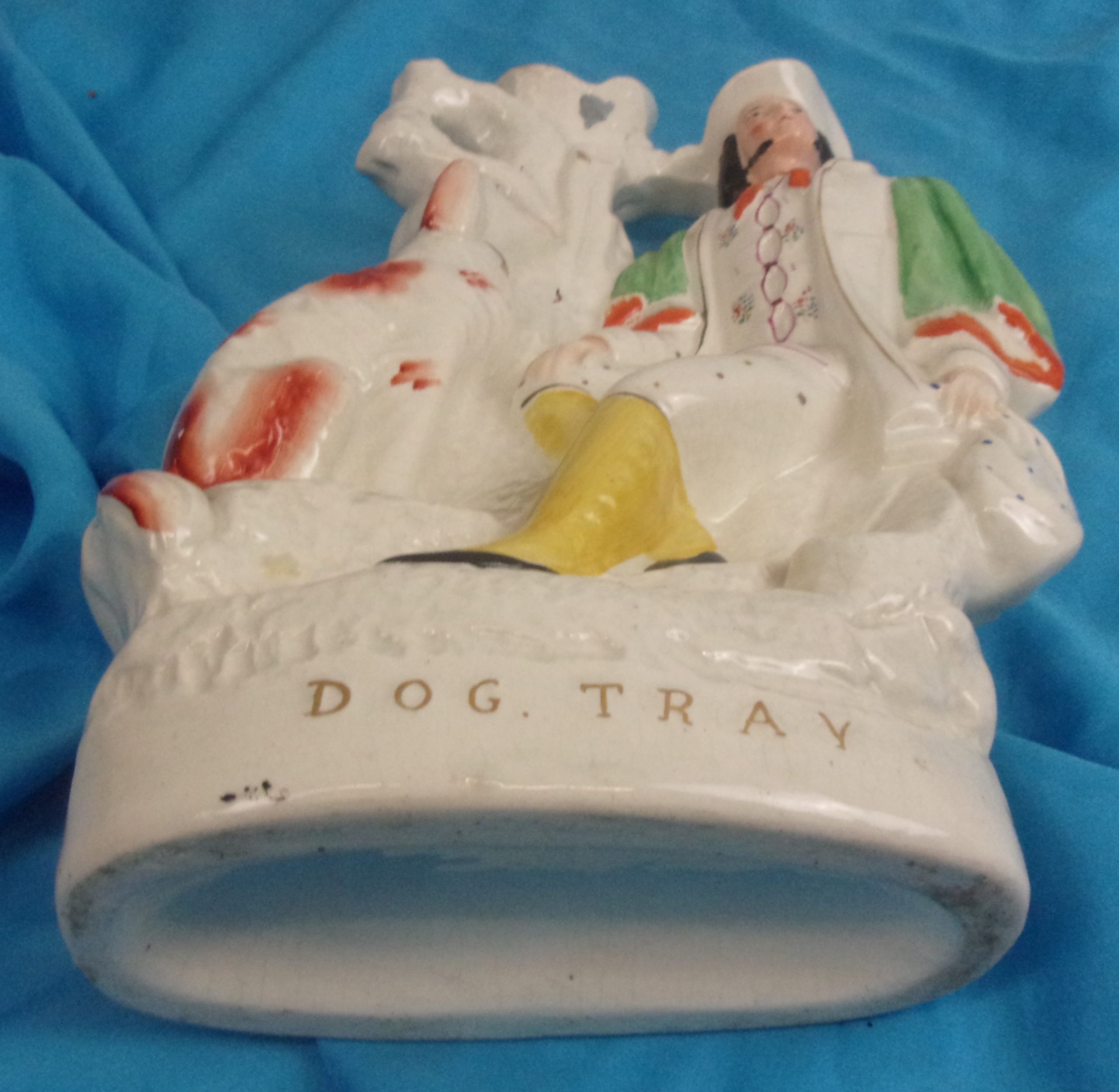 Circa 1850 Large Staffordshire Large Spill Vase Entitled Dog Tay - Image 4