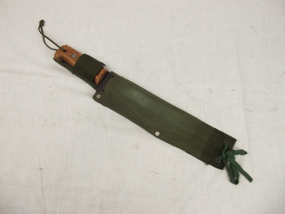 British Military Machete With Green Canvas Scabbard
