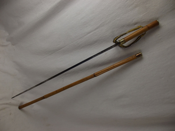 C1800 Blue And Gilt Sword Cane Marked To The Queens Royal Regiment