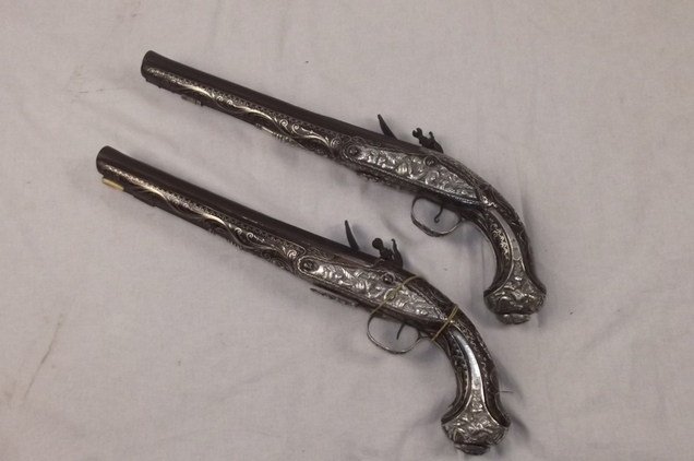 Circa 1800 Brace Of Silver Mounted Egyptian Flintlock Pistols - Image 22