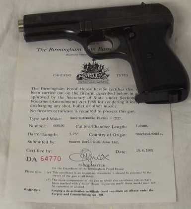 Deactivated CZ27 Semi-Automatic Pistol - Image 4