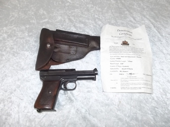 Deactivated M1914 Mauser Pistol And Original Holster