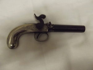 Early 19th Century Percussion Pistol With Silver Plated Mounts Single Shot