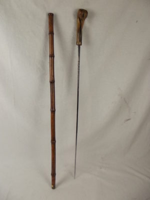 Early To Mid 19th Century Bird Head Sword Cane, Blued Blade